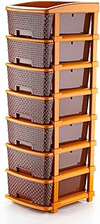 AZZOTE Plastic Drawers Storage - Versatile Storage Drawer Organizer Your Essentials - Ideal Drawers for Storage in Home, Office, or Classroom Brown 7 Layer (7 Layer Brown)