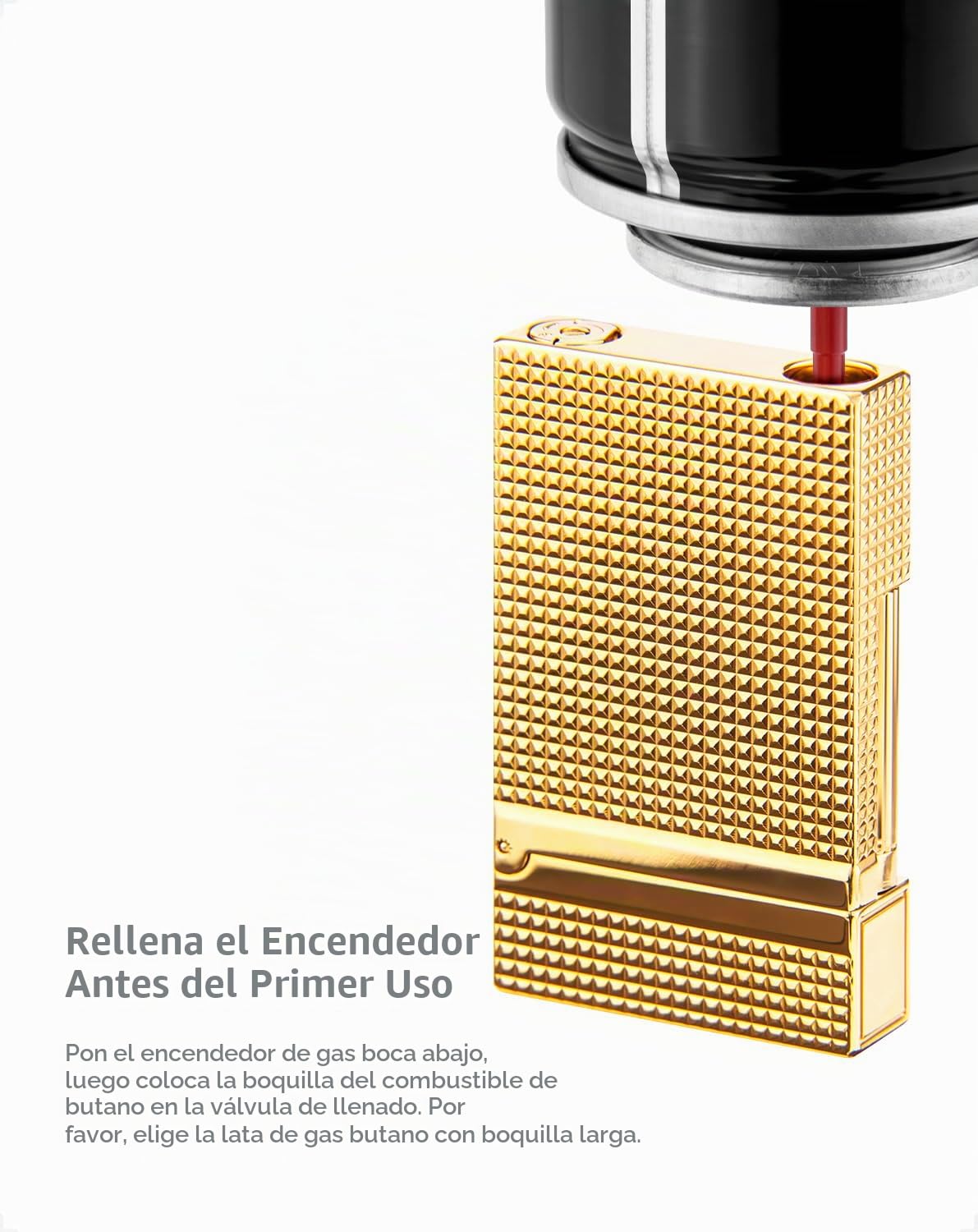 CLICKON Encendedor Recargable a Gas, Llama Suave, Latón, Vende sin Gas