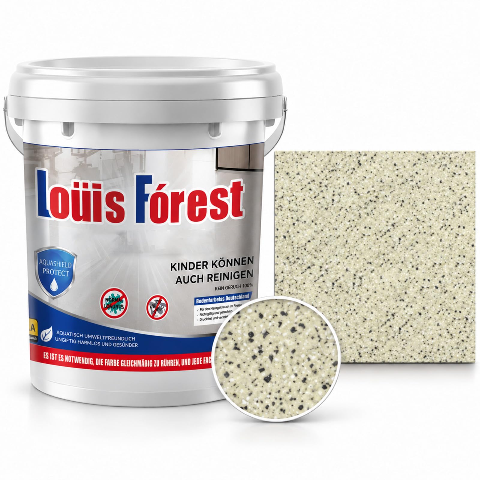 Chictrend Epoxy Floor Paint, Self Leveling Colored Sand Floor Coating, High Gloss Decorative Concrete Floor Paint for Garage, Basement, Workshop and Patio (Beige,5kg)
