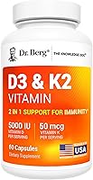 Dr. Berg's Vitamin D3 K2 w/MCT Oil - Includes 5,000 IU of Vitamin D3, 50 mcg MK7 Vitamin K2, Purified Bile Salts, Zinc &...