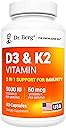 Dr. Berg Maximum Strength 2-in-1 Vitamin D3 K2 5000 IU | Naturally Derived D3 | 4X Lab-Tested & Verified | High Absorption Formula | K2 D3 Vitamin Supplement - 60 Capsules