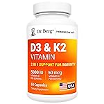Dr. Berg Maximum Strength 2-in-1 Vitamin D3 K2 5000 IU | Naturally Derived D3 | 4X Lab-Tested & Verified | High Absorption Formula | K2 D3 Vitamin Supplement - 60 Capsules
