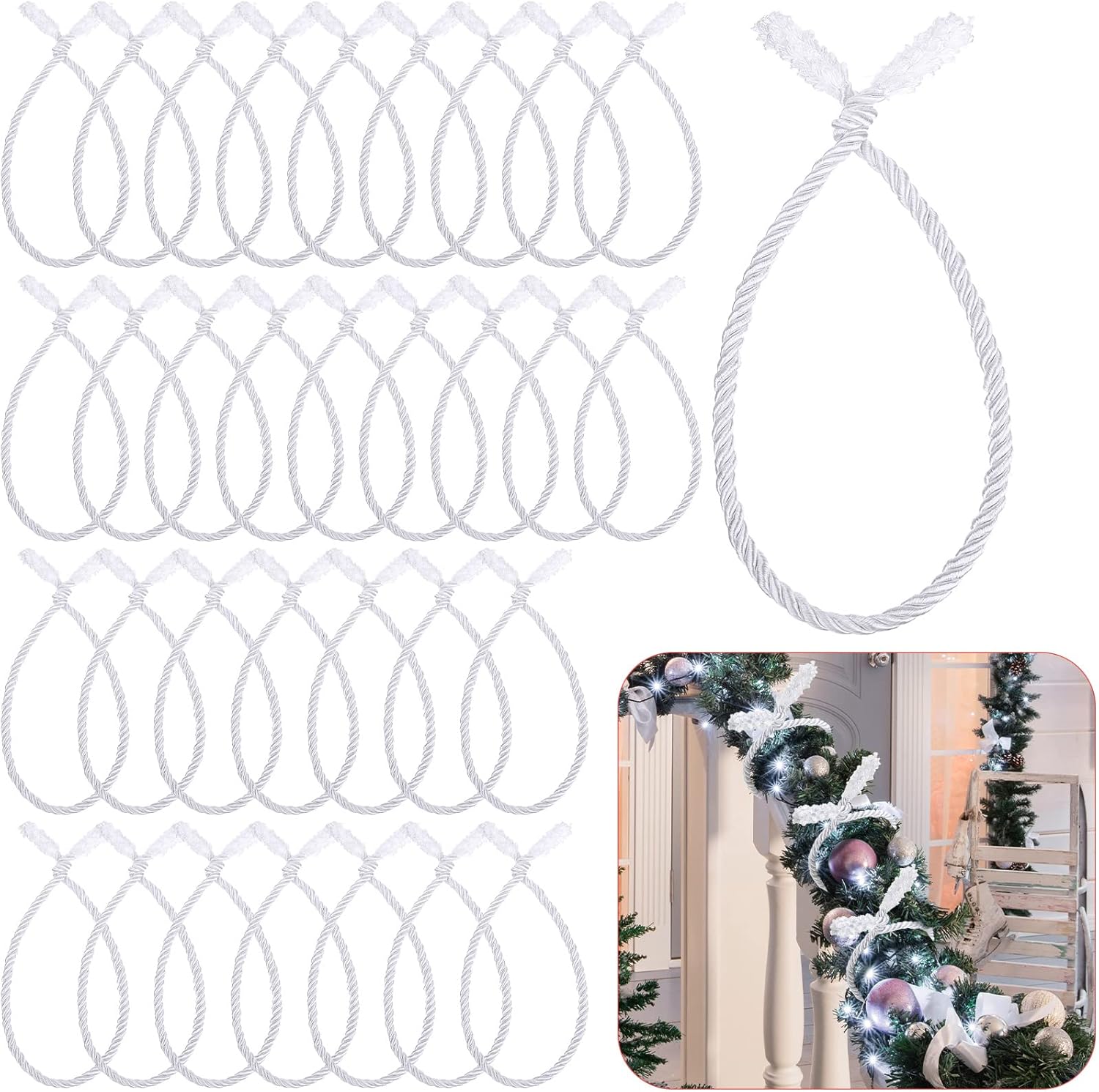 20 Inches Christmas Garland Ties Christmas Decorative Twist