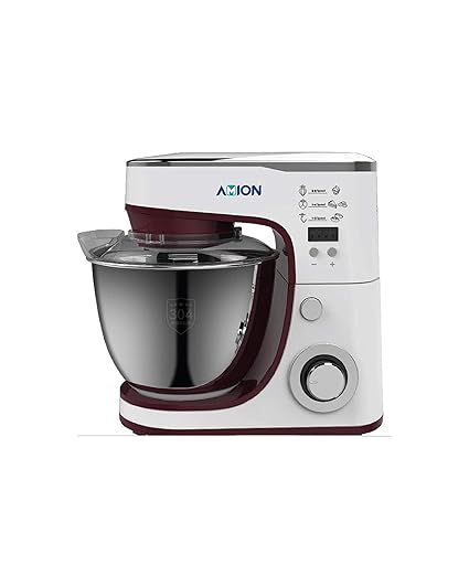 AMION 1000W 6 Speed Control with Stainless Steel Mixing Bowl Dough Hooks Splash Guard and Beaters Stand Mixer