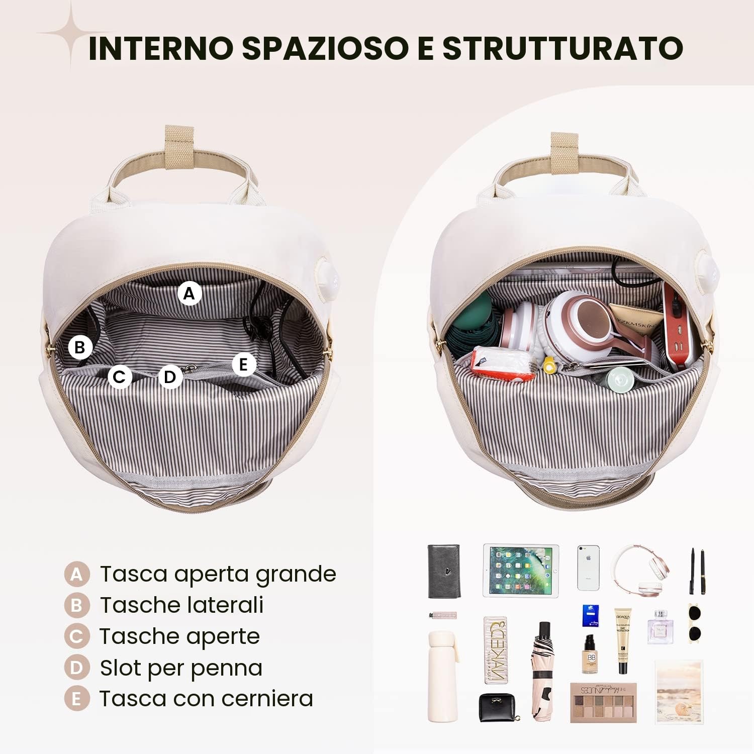 LOVEVOOK - Zaino da donna piccolo, impermeabile, zaino 2 in 1, da città, con porta di ricarica USB, mini zaino da donna, elegante, per il tempo libero, la scuola, i viaggi, il lavoro, 13,3 pollici,
