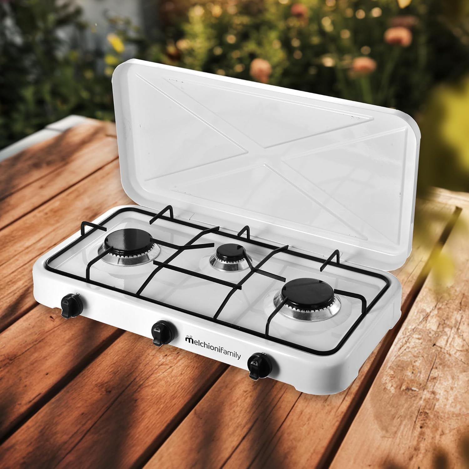 Melchioni Family Minerva 3 | Cocina de Gas 3 Fuegos – Estructura de Acero Esmaltado, Parrillas y Quemadores Extraíbles, Regulación de Llama, Potencia 2.9 kW