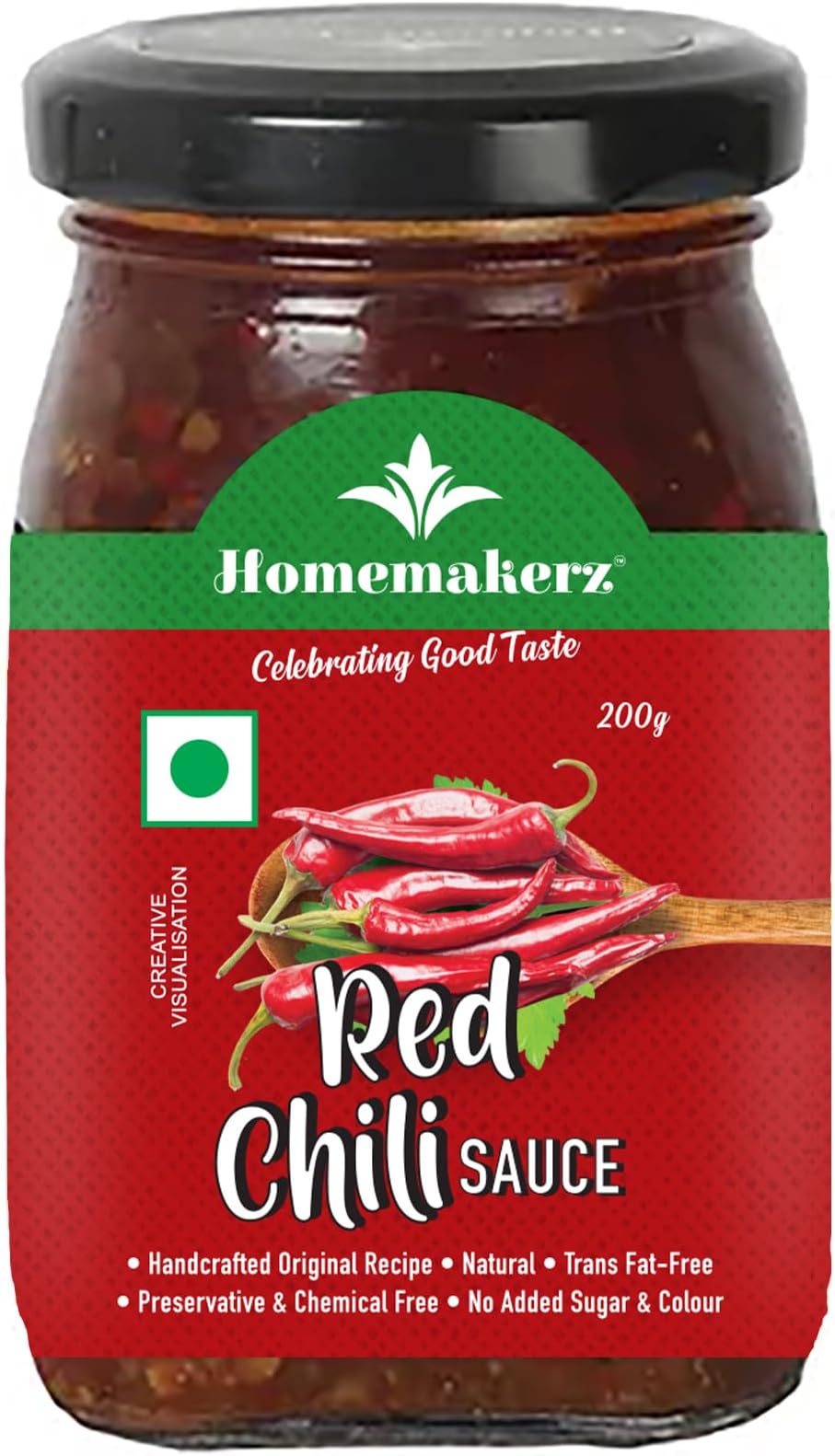 Homemakerz Red Chili Sauce - Hot Sauce - 200 gm - Preservative Free, Chemical Free & Trans Fat-Free