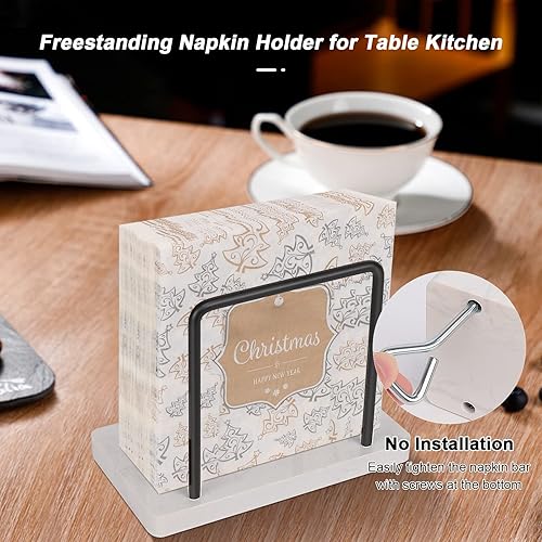 Miniatura 4 de Servilletero + soporte de plátano de un solo gancho con base de mármol, dispensador de papel de seda independiente moderno de metal y organizador de