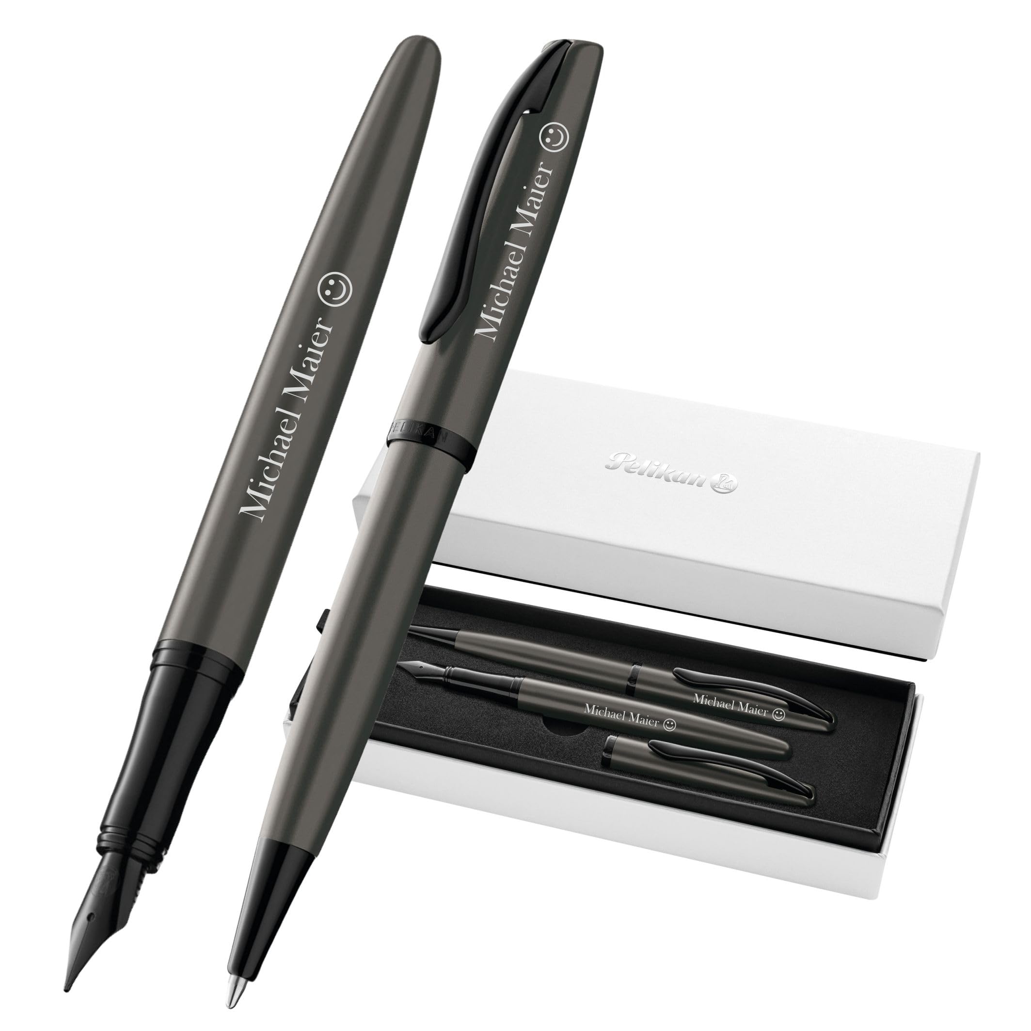 Pelikan Schreibset Jazz® Noble Elegance K/P36 Kugelschreiber und Füllhalter mit Gravur Geschenk - einzigartige Stifte mit Namen - personalisierte Geschenke (Stone)