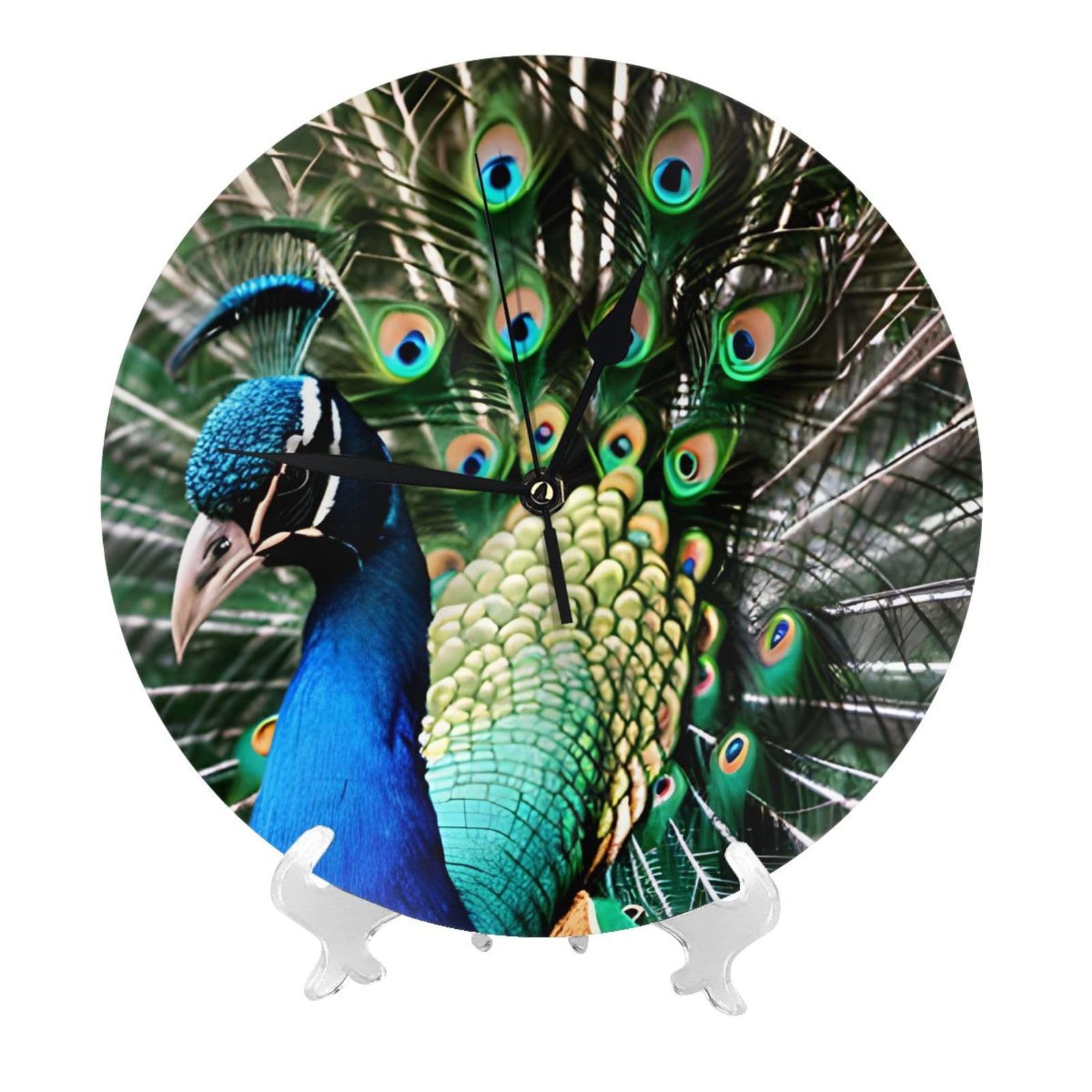 DWVTSLH Peacock Wall Clock 10 Inch Silent Non-Ticking Modern Clocks Battery Operated - Decorative Wall Clocks for Bedroom Living Room Kitchen Office Wall Decor Gift Idea