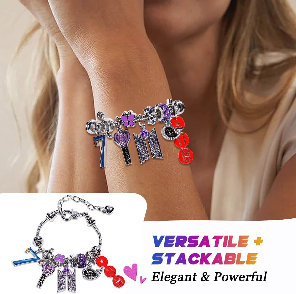 AICase for Army Bracelets Arirang Merch Gifts Toys Stuff Inspired Bracelets | Adjustable Lobster Clasp Chain KPop Outfit Cosplay Costume Merchandise Shirt Stickers Jewelry Gifts for Fans Birthday