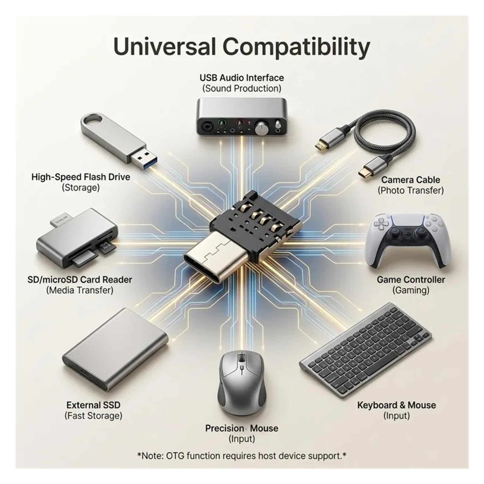 Adaptador OTG tipo C USB 2.0 conector hembra para MacBook Android (5 piezas)