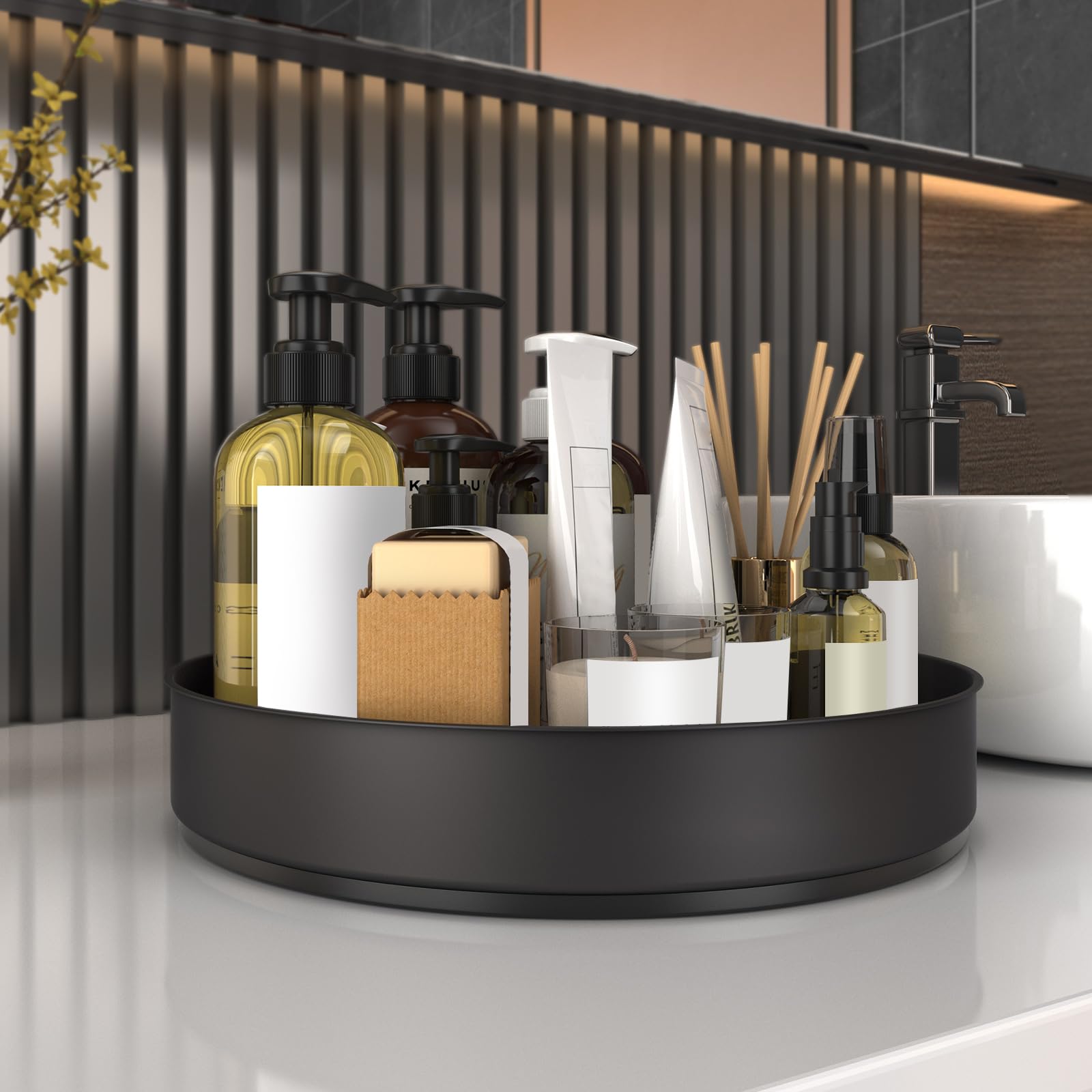 VAEHOLD Lazy Susan Edelstahl-Gewürzregal, Drehteller für Speisekammerschrank, dekorative Tabletts, Aufbewahrungsbehälter, Organizer für Küchenschrank, Snacks, Badezimmer (30,5 cm)