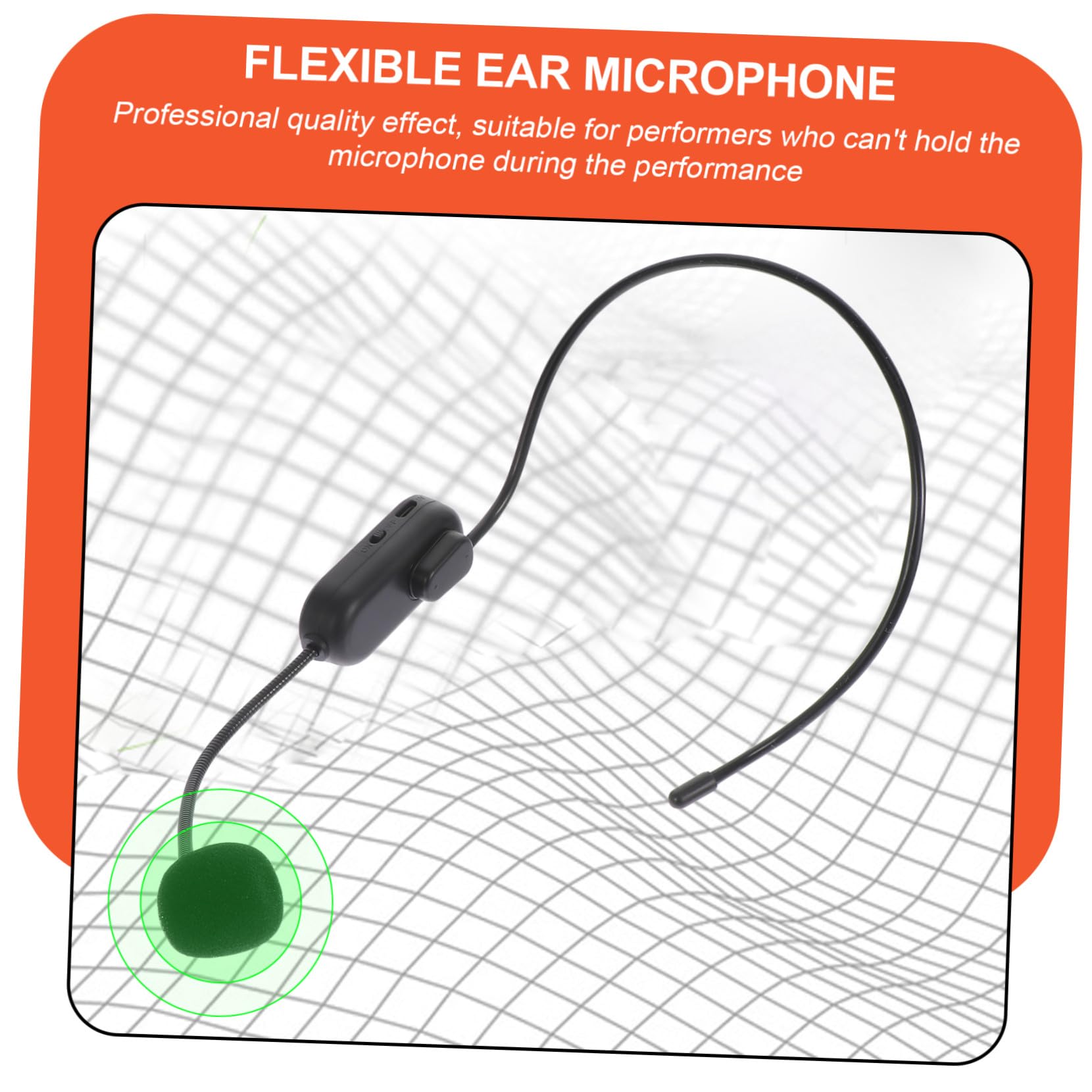 Micrófono Inalámbrico de Cabeza UHF Batería Incorporada, Auricular Negro Abs para Enseñanza y Artes Escénicas, Alcance Eficaz de 50 Metros