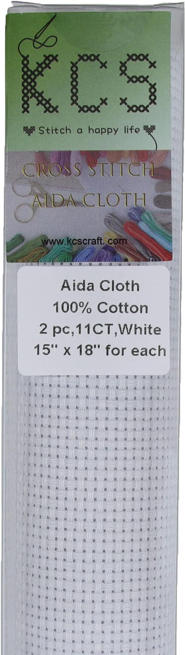 KCS2 pc of 15" x 18" Counted Cross Stitch Cotton Aida Cloth Needlework Fabric,11CT,White