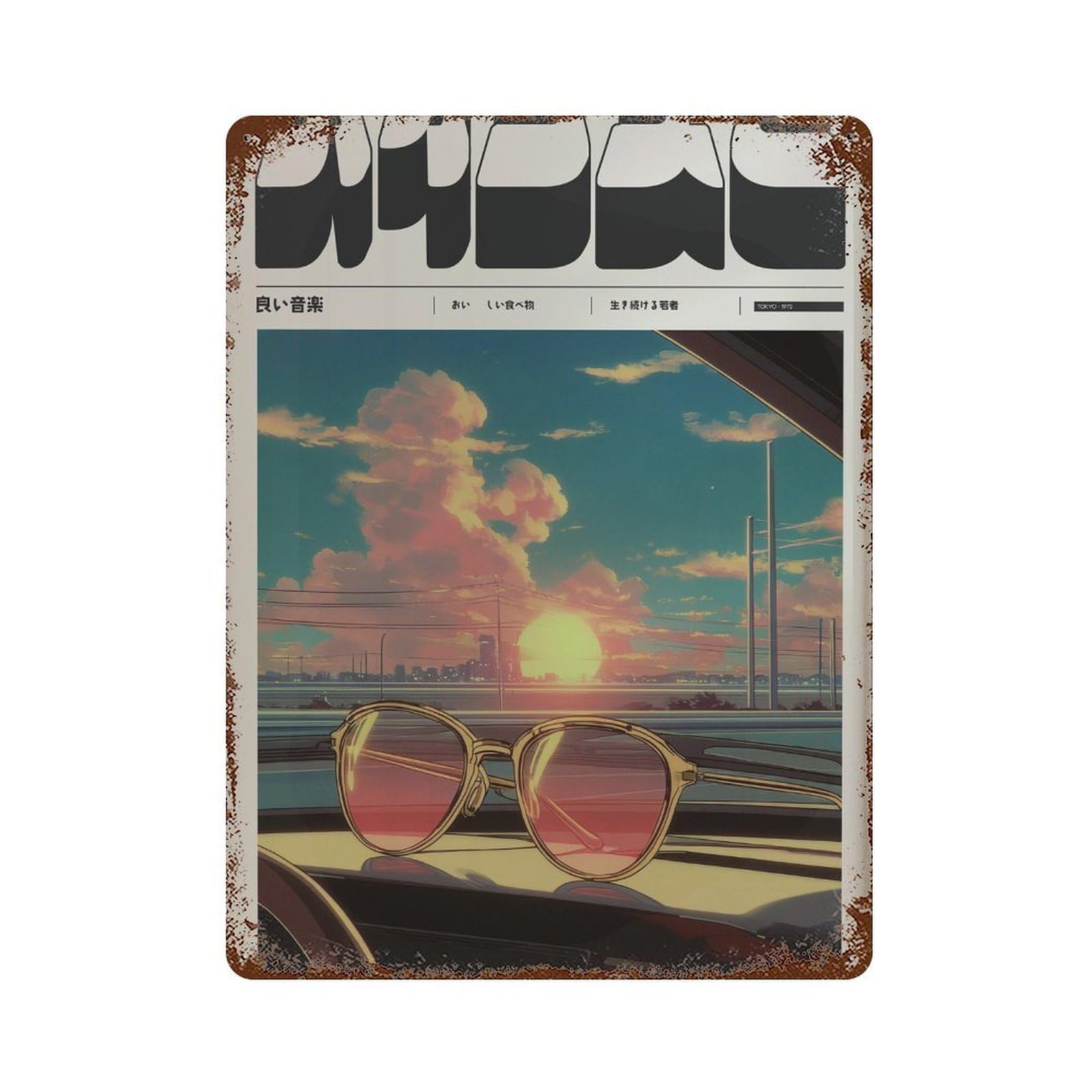xiaoxiaoshen Sunset Sunglasses. Y2k Indie Wall Decor Art Metal Tin Poster Modern Home Decor Art Home Bar Shop Decorations Vintage Sign 40x30cm