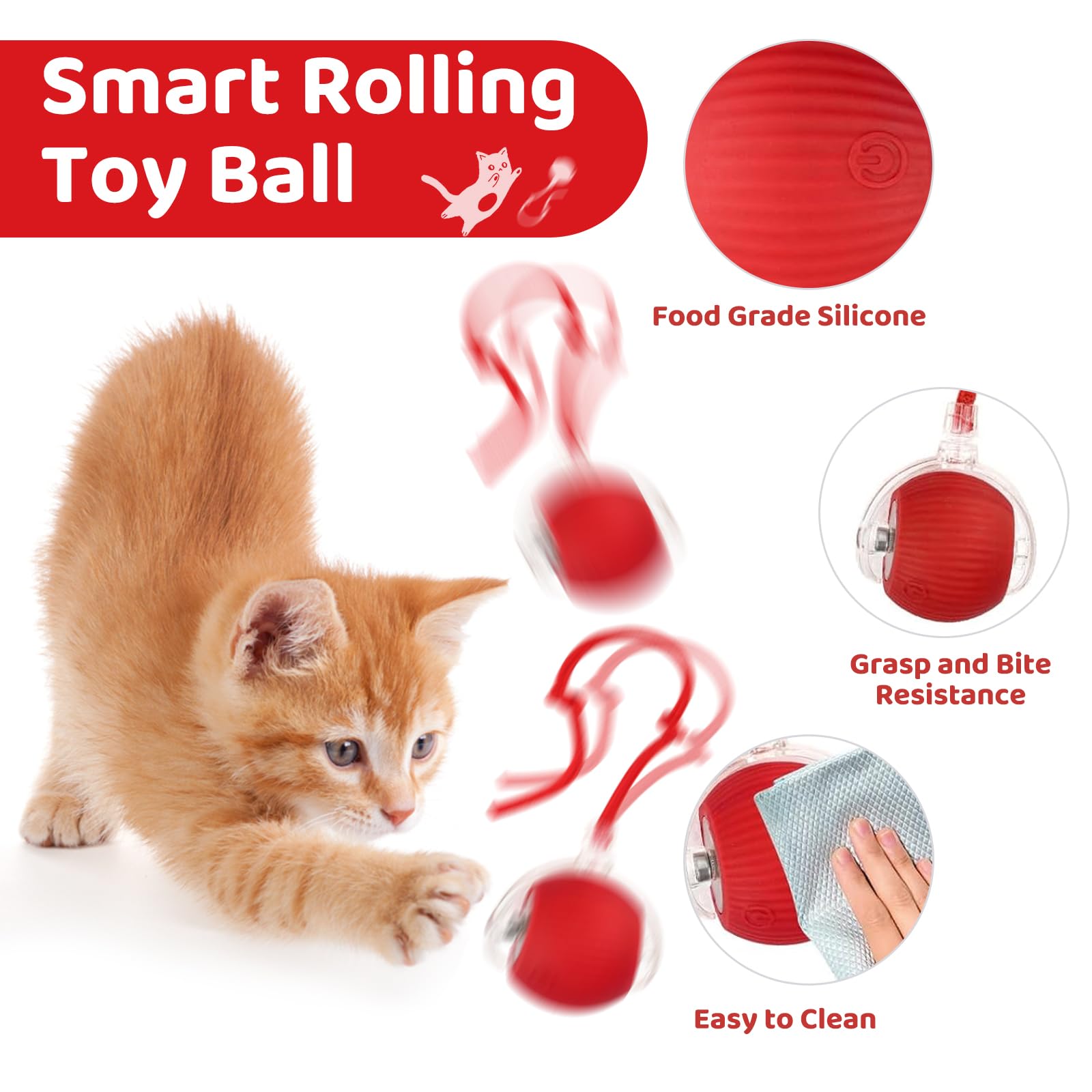 2 Giocattoli Interattivi A Palla Per Gatti - Palla Rotante Con Coda, Intrattenimento Per Gatti E Cani - Foto 2