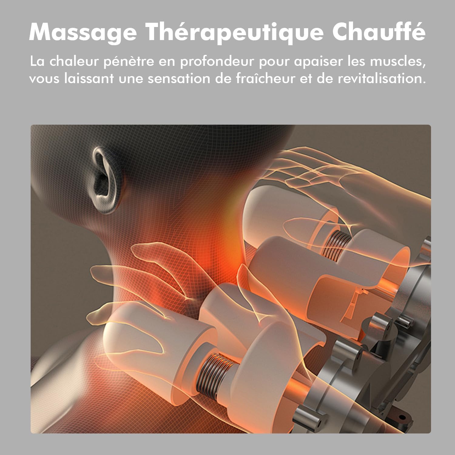 Silax Elektrisches Massagegerät, 6D, wiederaufladbar, USB-C, 6 bidirektionale Knoten, 3 Modi, 3 Geschwindigkeitsstufen, einstellbare Wärmefunktion, abnehmbarer Bezug, Nacken, Rücken, Schultern