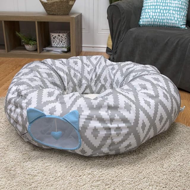 Foto 7 de 7 de Kitty City Cama Grande Tipo túnel para Gatos, Cama desplegable, Juguetes para Gatos, Color Blanco