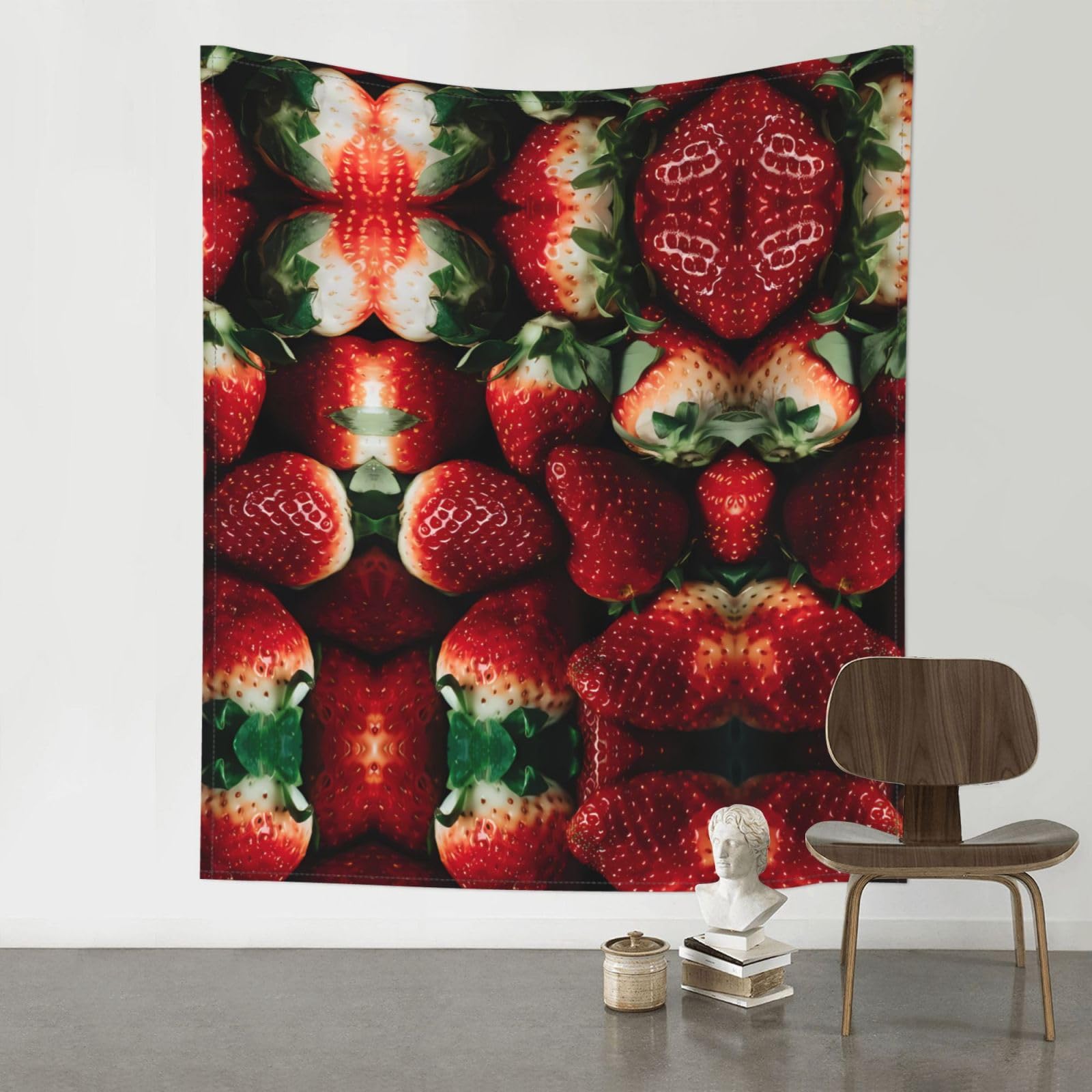 HJFCZH Strawberry Prints Wall Tapestry 60x51in – Boho Decor Throw for Bedroom, Dorm, Beach Cover & Picnic Blanket