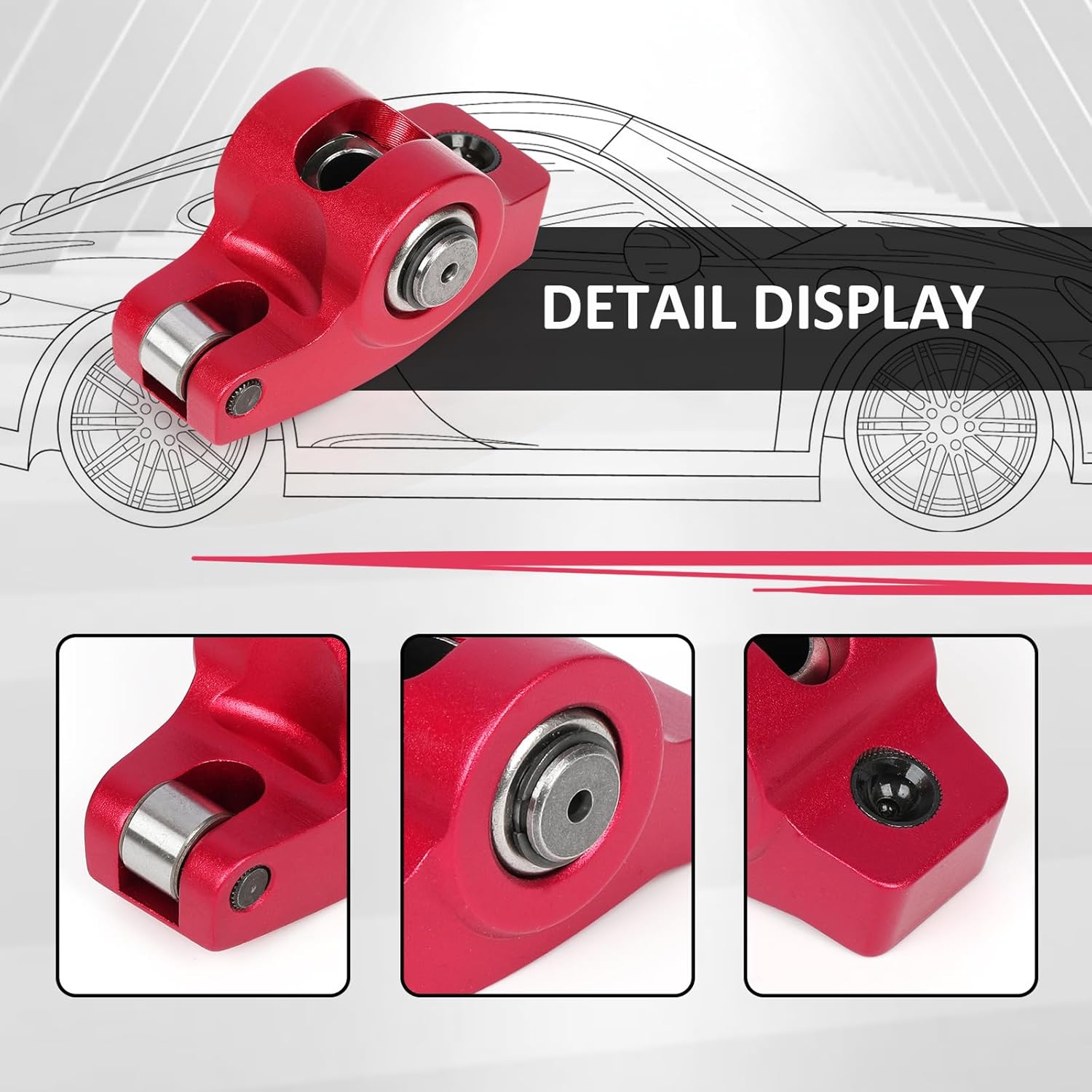 JINKEY Upgraded High Performance 2024-T6 Aluminum Extrusion Rocker Arms For Chevy SBC 350 1.5 Ratio 7/16" Studs (Part #11350101)