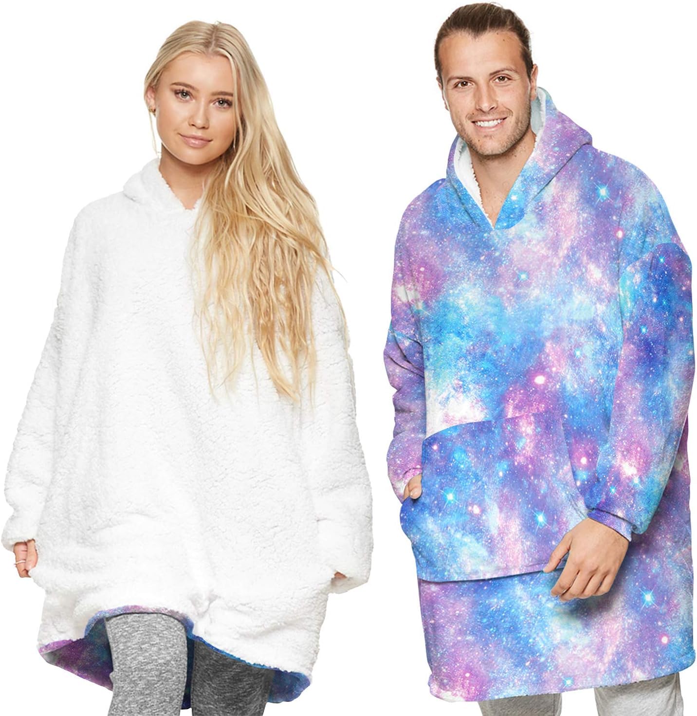 Seogva Oversized Sherpa Hoodie, Wearable Hoodie Sweatshirt Blanket, Super Soft Warm Comfortable Blanket, One Size Fits All, Men, Women, Girls, Boys, Friends