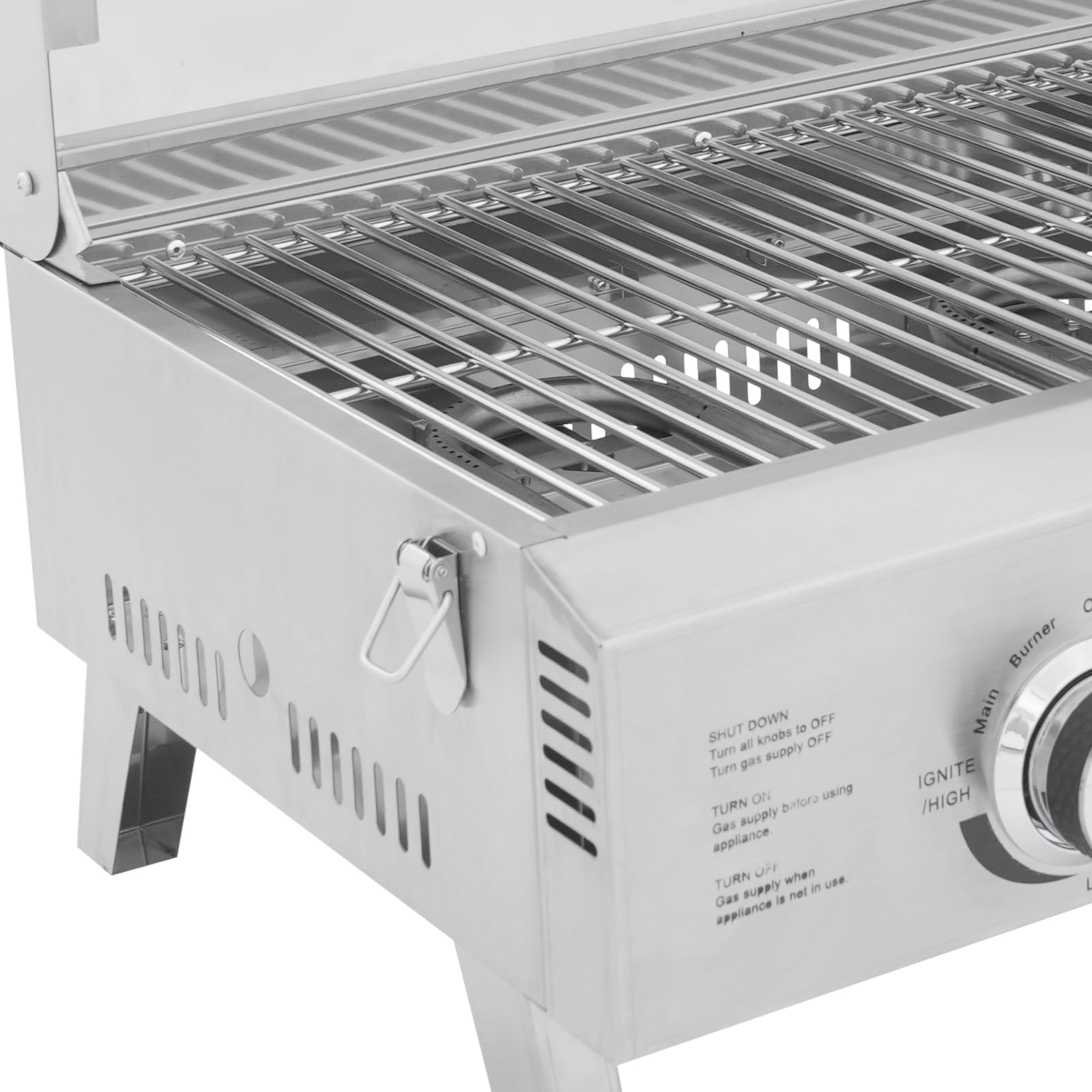Barbecue a gas in acciaio inox con 2 tubi a forma di U, barbecue da campeggio, controllo indipendente, barbecue da picnic