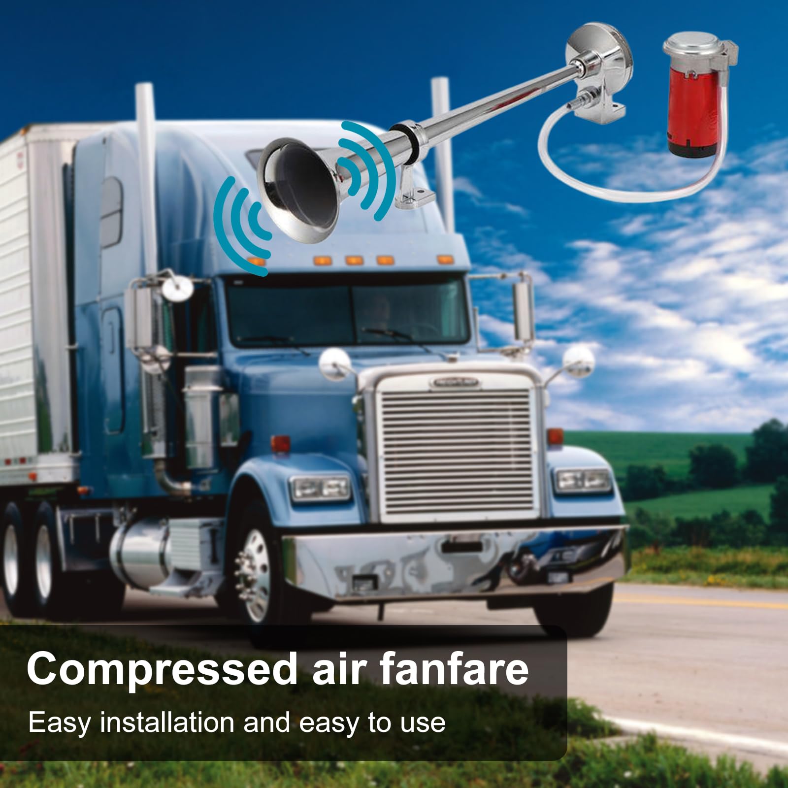 Cerioll Klaxon À Air, Klaxon Voiture Air Horn, Avertisseur Sonore Voiture, Avec Compresseur D'air, 12V, 150db, Super Fort, Pour Moto, Bateau, Camion, Train