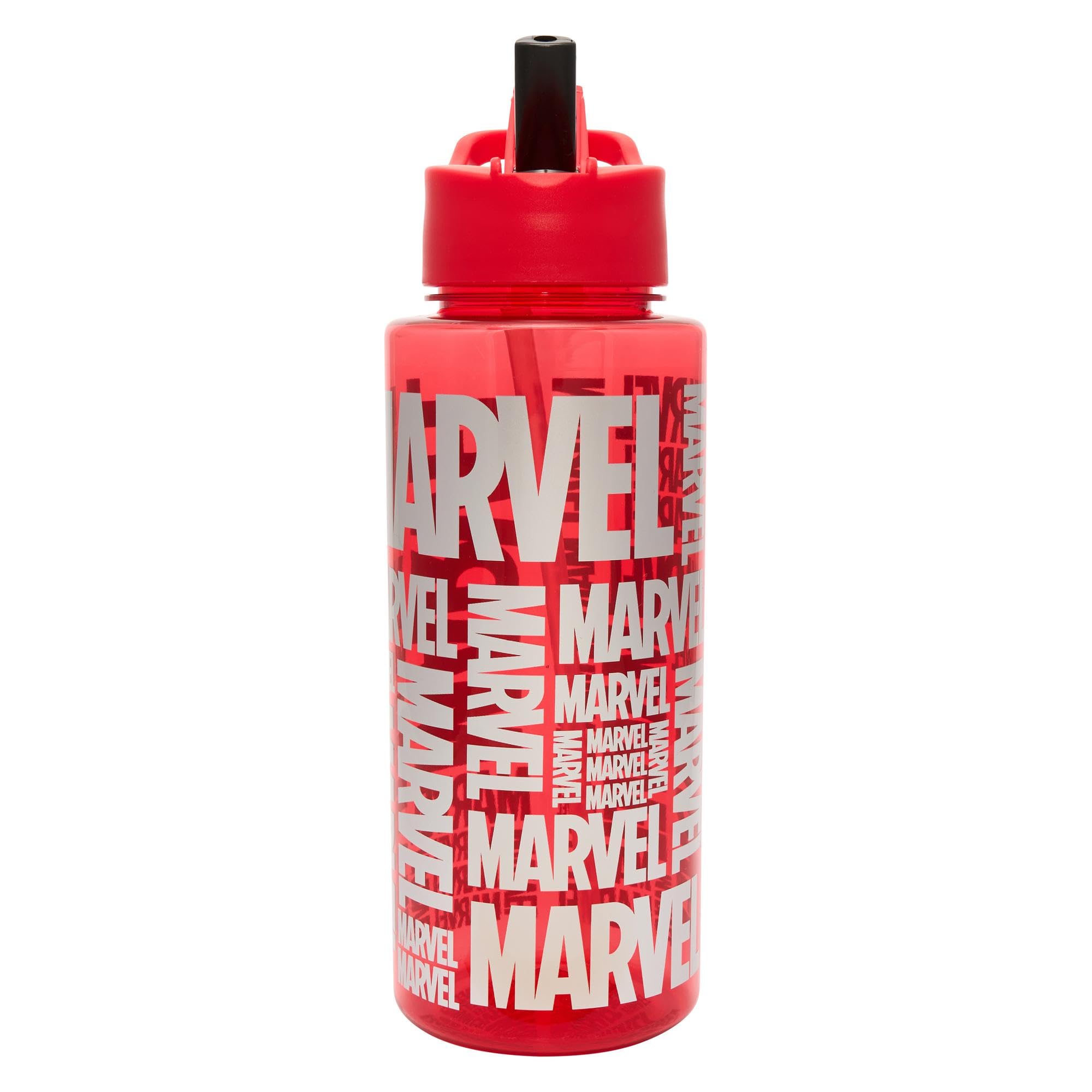 Marvel Logo 1L Kids Water Bottles with Straw by Polar Gear Back to School Supplies Boys Bottle with Dust Cover Spout, Red — image 1