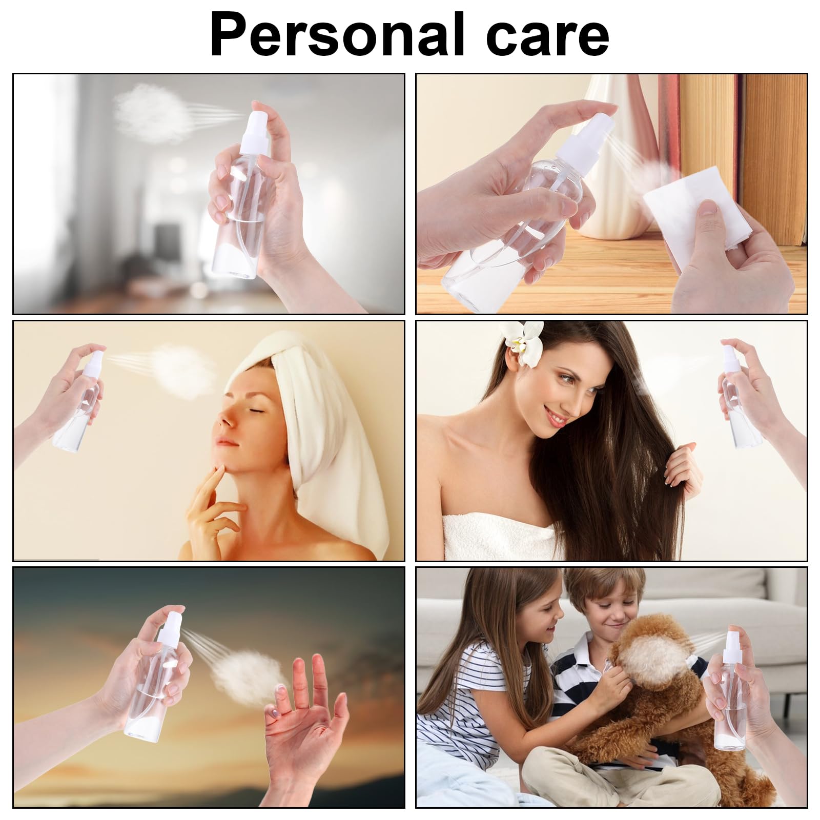 Qianyu 2 x rozpylacz 30 ml, butelka z rozpylaczem, przezroczysta, podróżna, przenośny rozpylacz perfum, mały plastikowy rozpylacz do kwiatów, włosów, perfum, wody, alkoholu, sprzątania domu