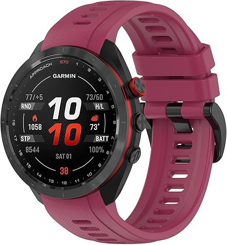 Miniatura 4 de FitTurn Paquete de 3 bandas de silicona para Garmin Approach S70 1.654 in 1.850 in, correa deportiva suave impermeable de repuesto para Approach S70