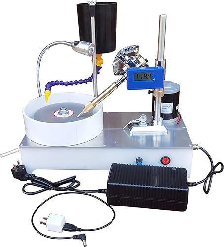 DC 24V Gem Faceting Machine 120W Jade pulido máquina 1800RPM Pulidora de rocas Jewel Angle Pulisher con pantalla digital y mango mecánico para gema