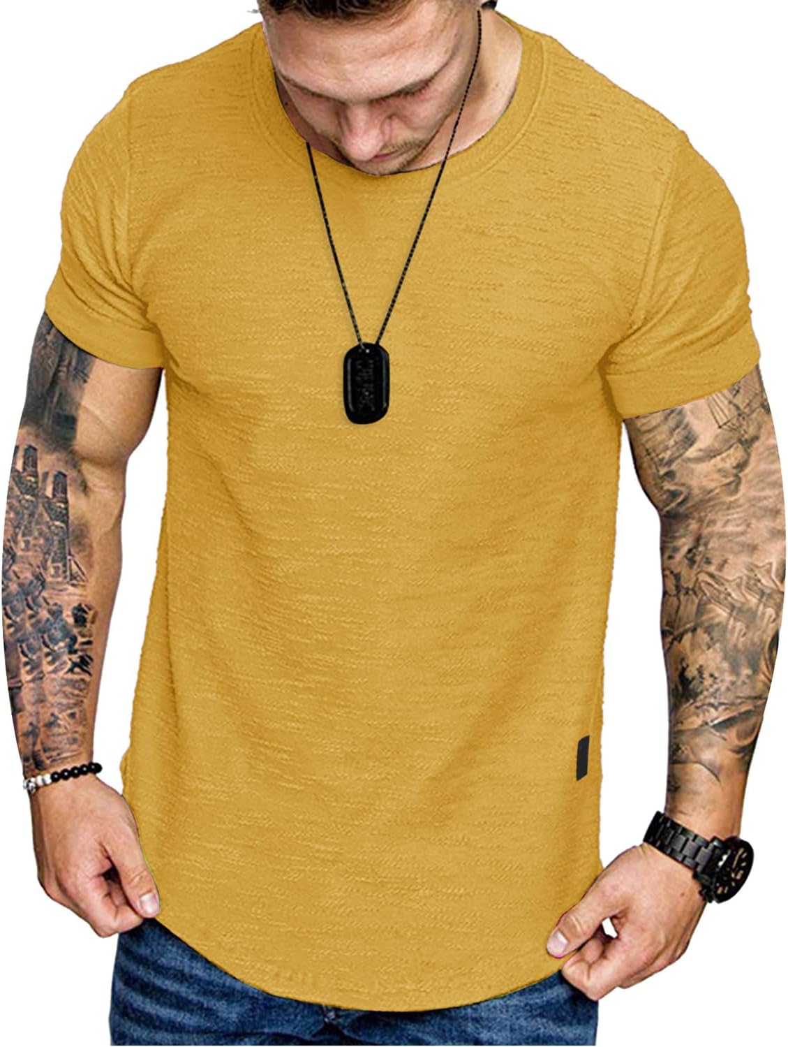 Fashion Mens T Shirt Muscle Gym Workout Athletic Shirt Cotton Tee Shirt Top - Image 2