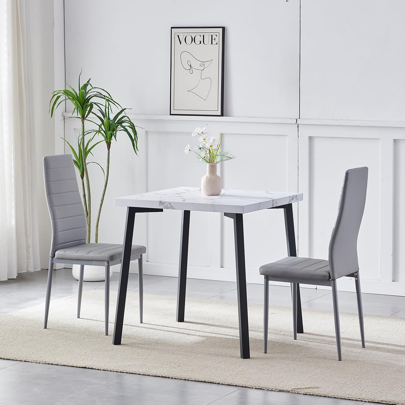 Redd Royal 75cm Square Wood Dining Table and Chairs Set of 2 for Small Compact Kitchen Diner — image 1