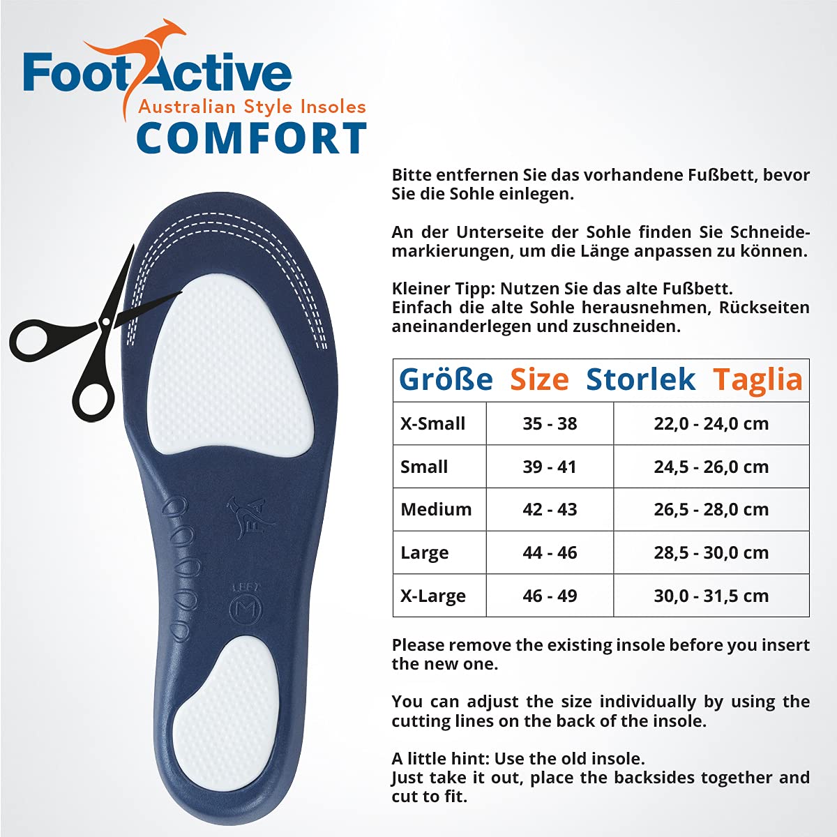 FootActive Solette ortopediche ortopediche di sostegno dell'arco plantare con il massimo comfort e assorbimento degli urti per sport, atletica, tempo libero, lavoro e gioco