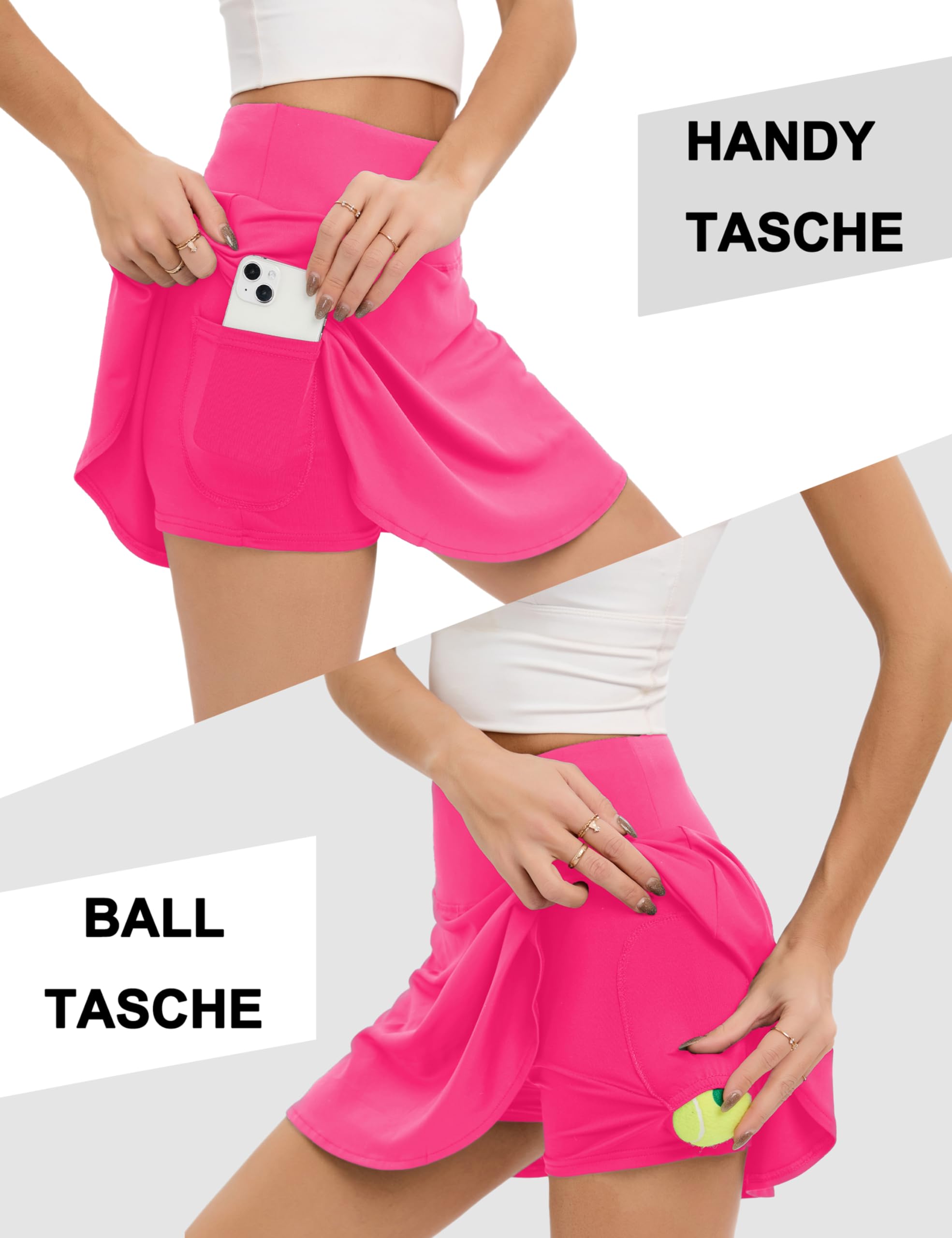 Timuspo Jupe de tennis plissée pour femme avec pantalon en dessous, taille haute avec poches, parfaite pour les sports d'été, la randonnée, la course à pied