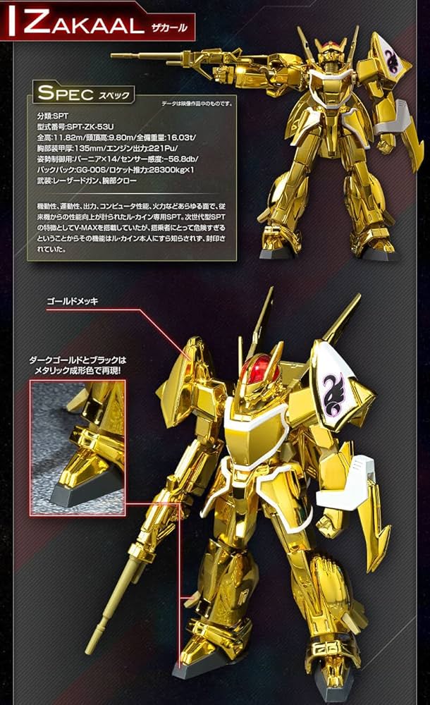 海洋堂 「蒼き流星SPTレイズナー」レイズナー&ザカール　セット 蒼き流星SPTレイズナー」の食玩プラモより、メッキ加工の