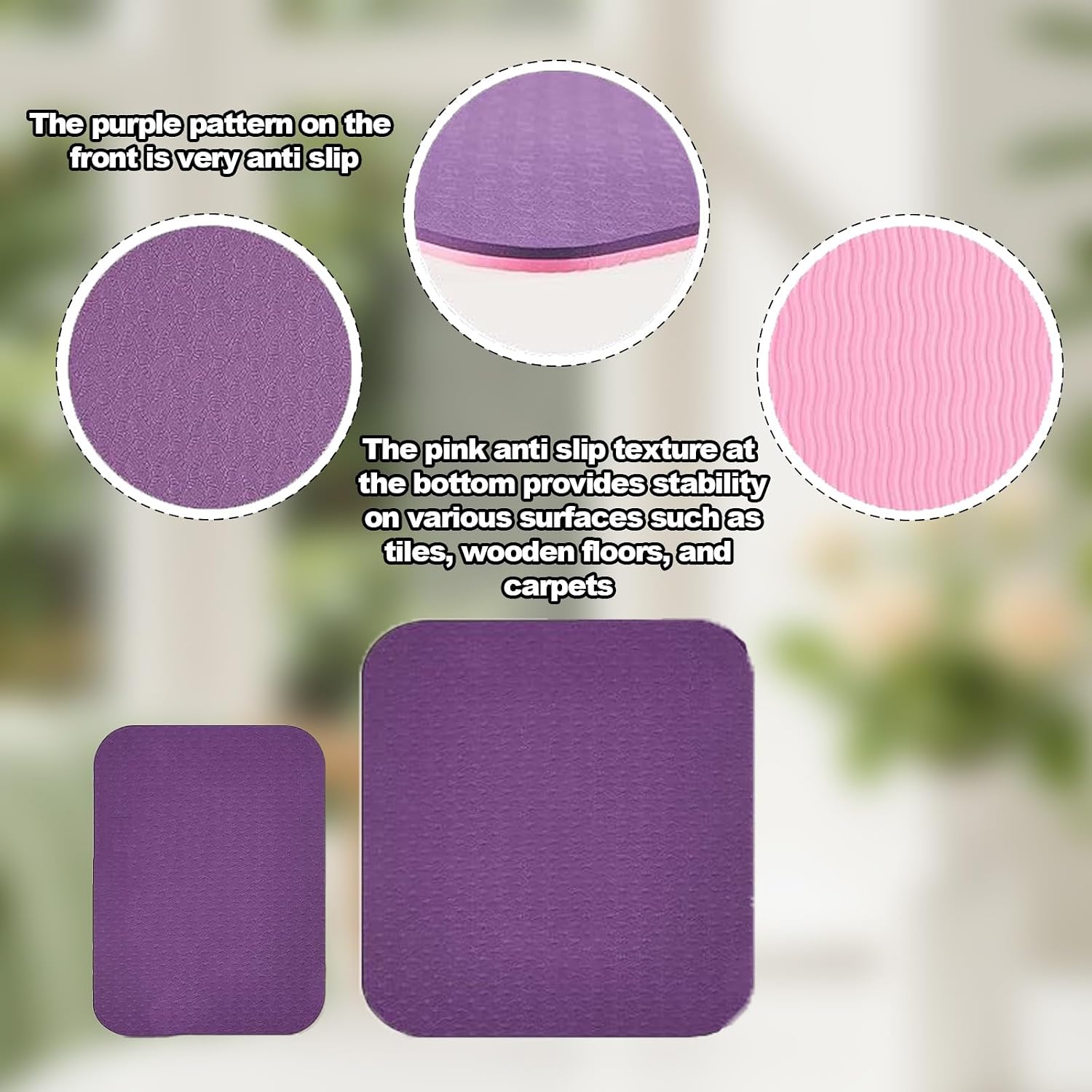 Purple Two-piece Sewing Machine soundproofing pad Anti Slip pad to Reduce Vibration Noise Quilting Embroidery Sewing Machine Foot Pedal Double-Sided pad 20 "X 15" and 14 "X 9"