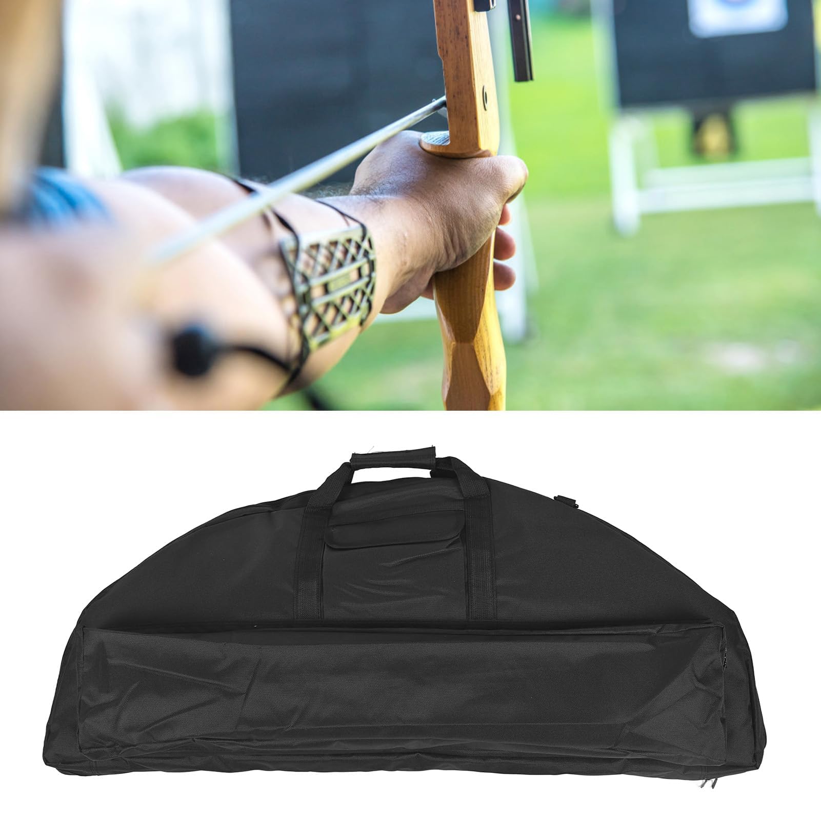 Borsa per Arco Compound, Borsa per Trasporto per Arco in Tela da 95 Cm/37,4 Pollici Custodia per Arco Leggera con Cinghie Regolabili Custodia per Arco con Tasca per Frecce