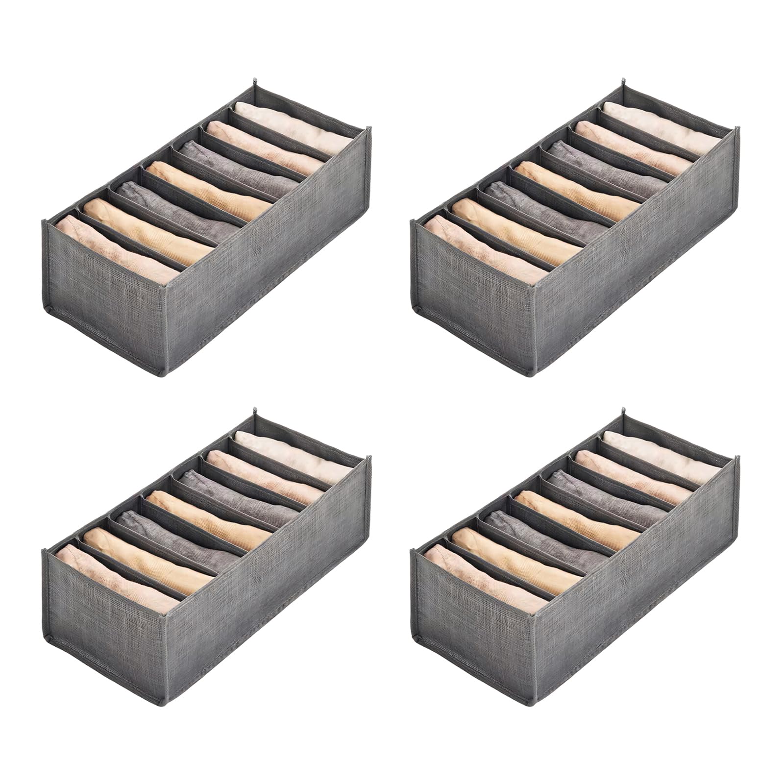 Snorvixre 4PCS Foldable Drawer Organizers 7 Sections for Clothes Drawer Planner Home Organization Underwear Planner