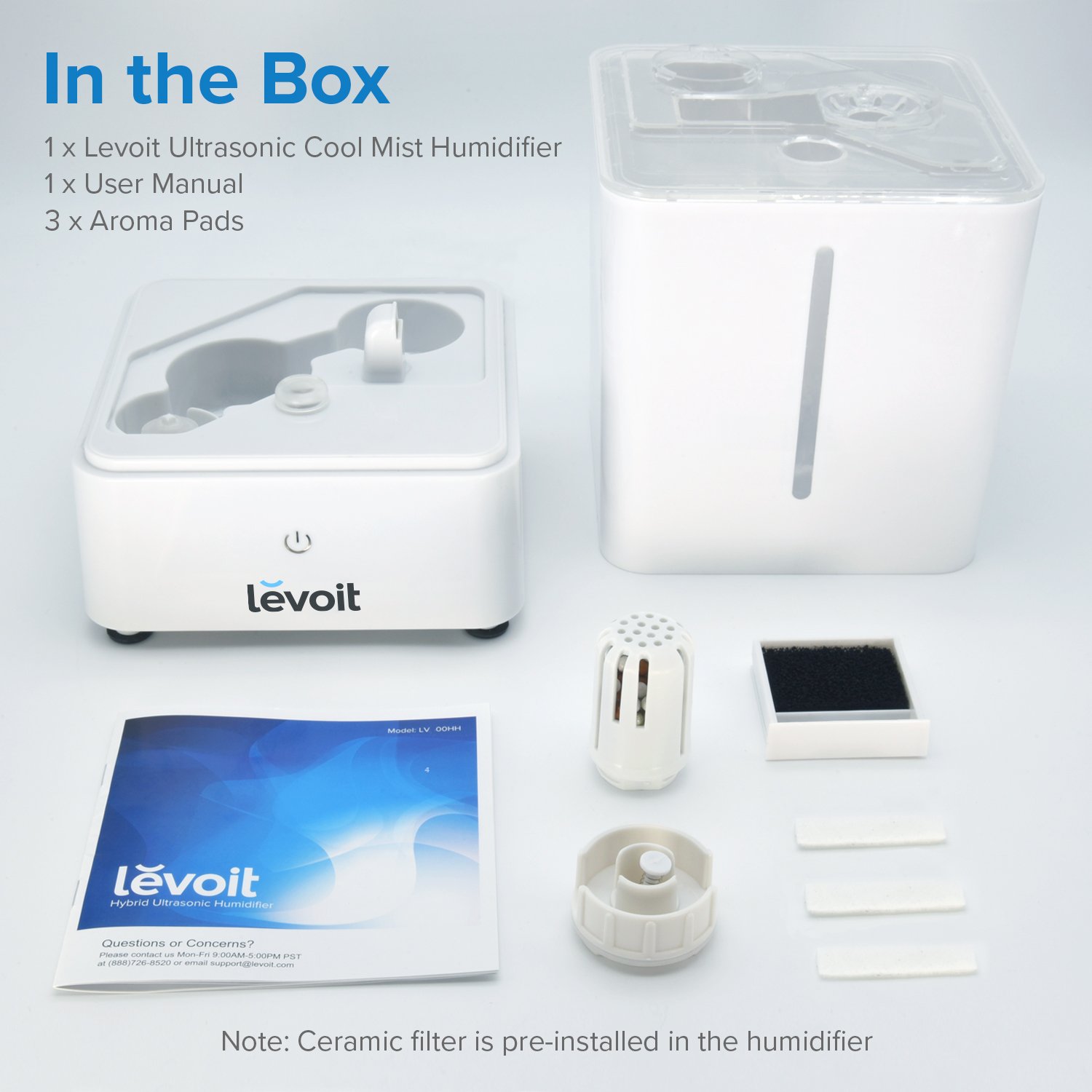 Humidifier operating quietly in a baby's room at night, with a sleeping baby in a crib