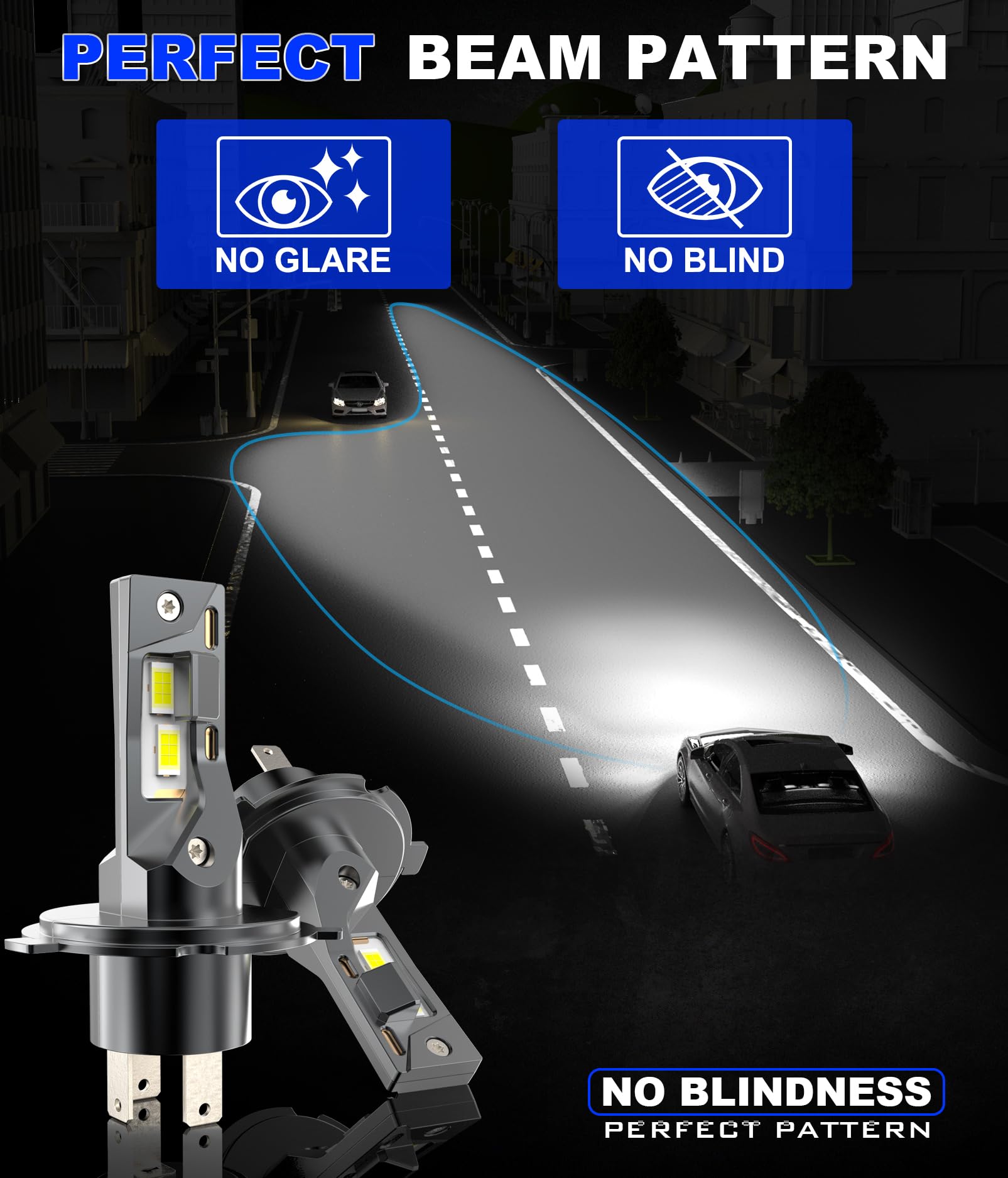 H4 LED 20000lm 100W, Lampadine Per Fari Auto e Moto, Kit Lampadina 12v per Abbaglianti o Anabbaglianti, Dimensioni 1:1 Alogena, Plug and Play, Luce Bianca 6500k, 2 Lampade LED H4