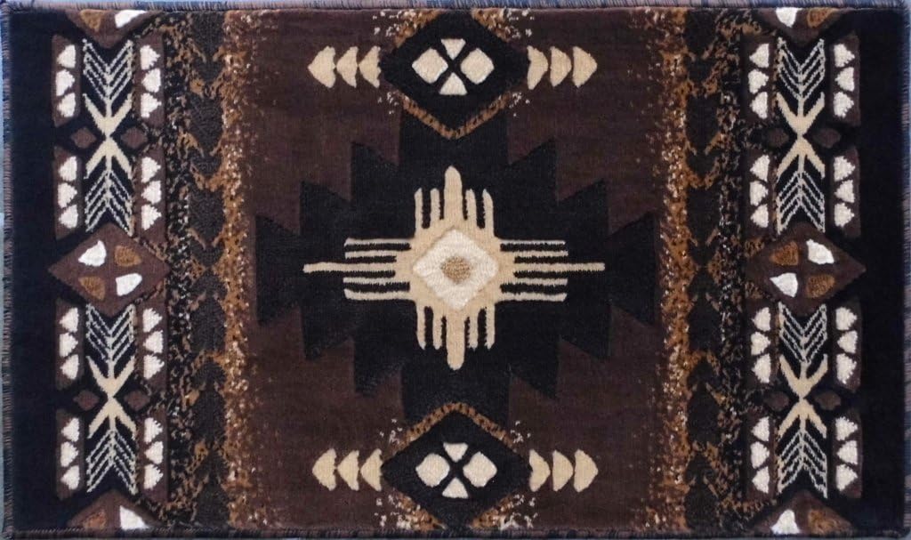 Southwest Native American Indian Chocolate Carpet Area Rug (24 Inch X 40 Inch Mat)
