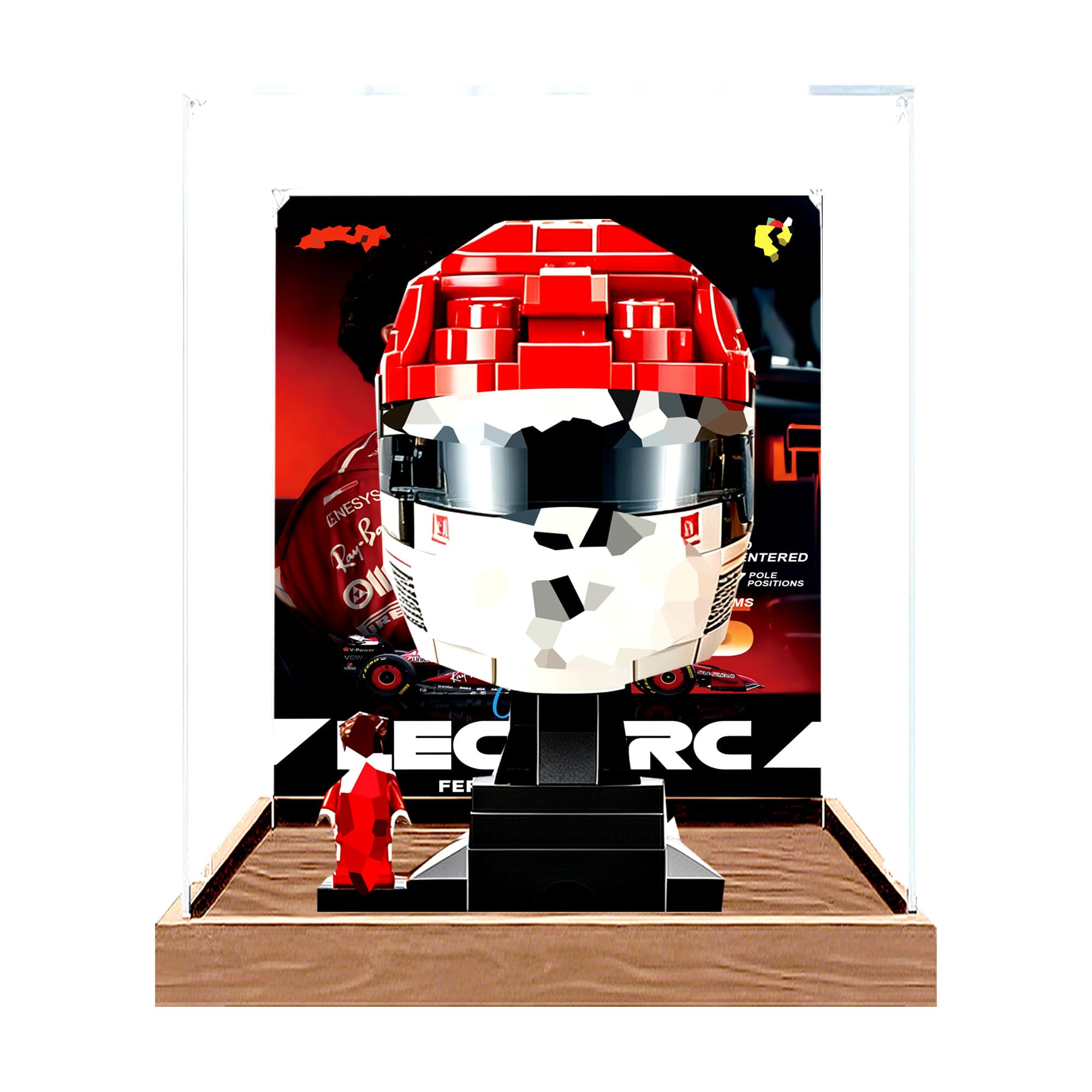 Ddxmml Background D Dustproof Display Case Compatible With Le-Go 43014 Helmet Sets (Background D)