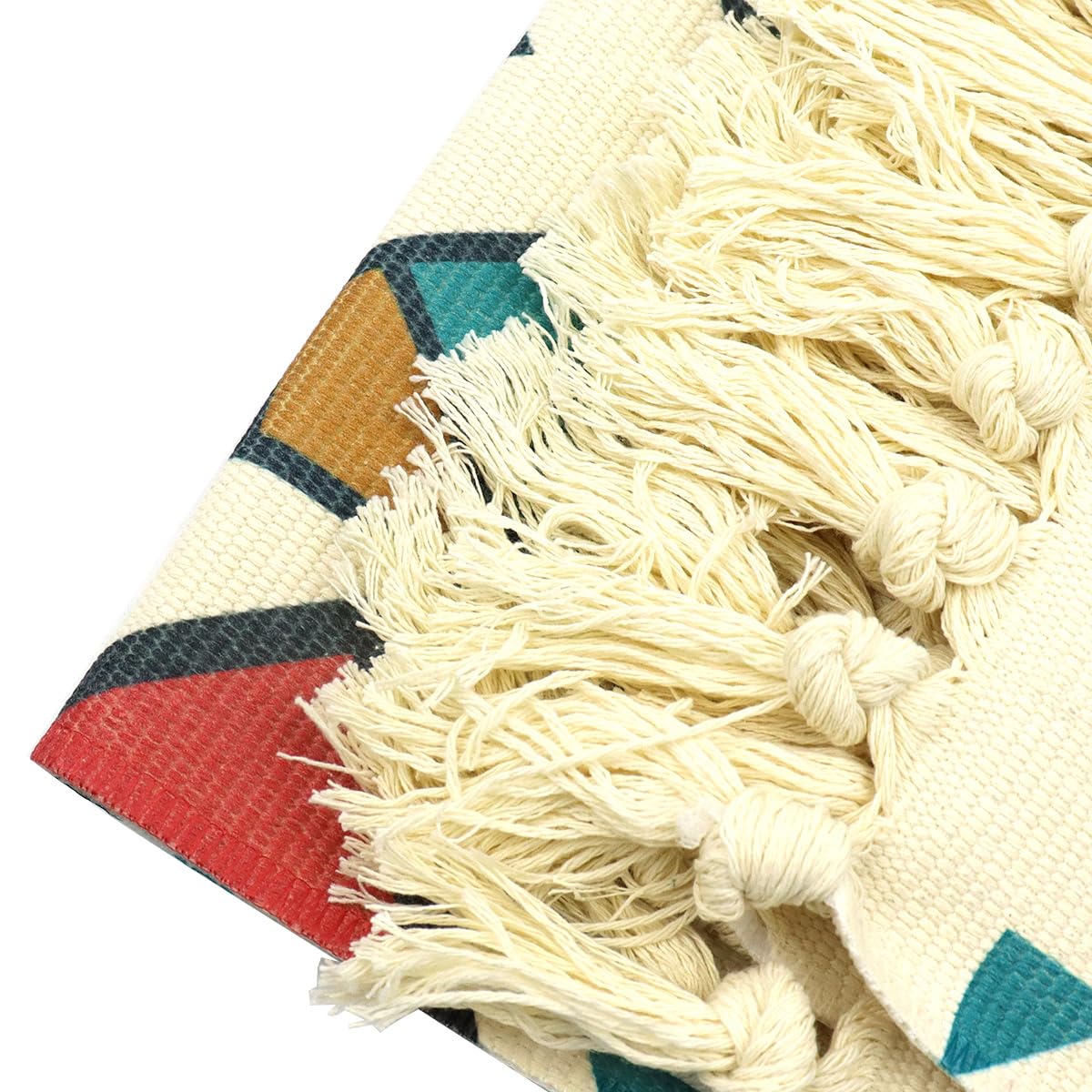 Tappeto da Ingresso 60x130 cm con Nappa, Tappeto Colorato a Pelo Basso, Passatoia Lavabile in Lavatrice Antiscivolo per Camera da Letto Soggiorno Cucina Salotto Tappetino per Interni