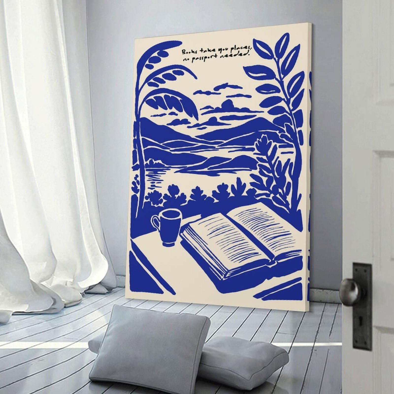 Junmoney Open Book with A Scenic View Canvas Wall Picture, 12x18inch(30x45cm), for Picture Wall Styling in Lounge Or Bedroom, An Easy Match for Collected Prints