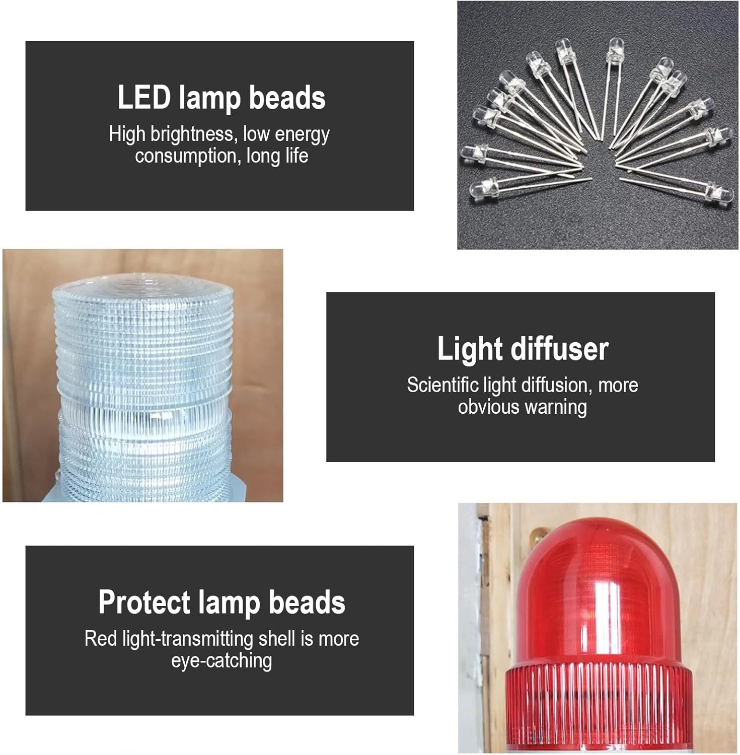 120 dB LED Waterproof Industrial Siren Alarm - Emergency Fire & Security Warning Signal Light for Noisy Environments, Ideal for Home & Workplace Safety
