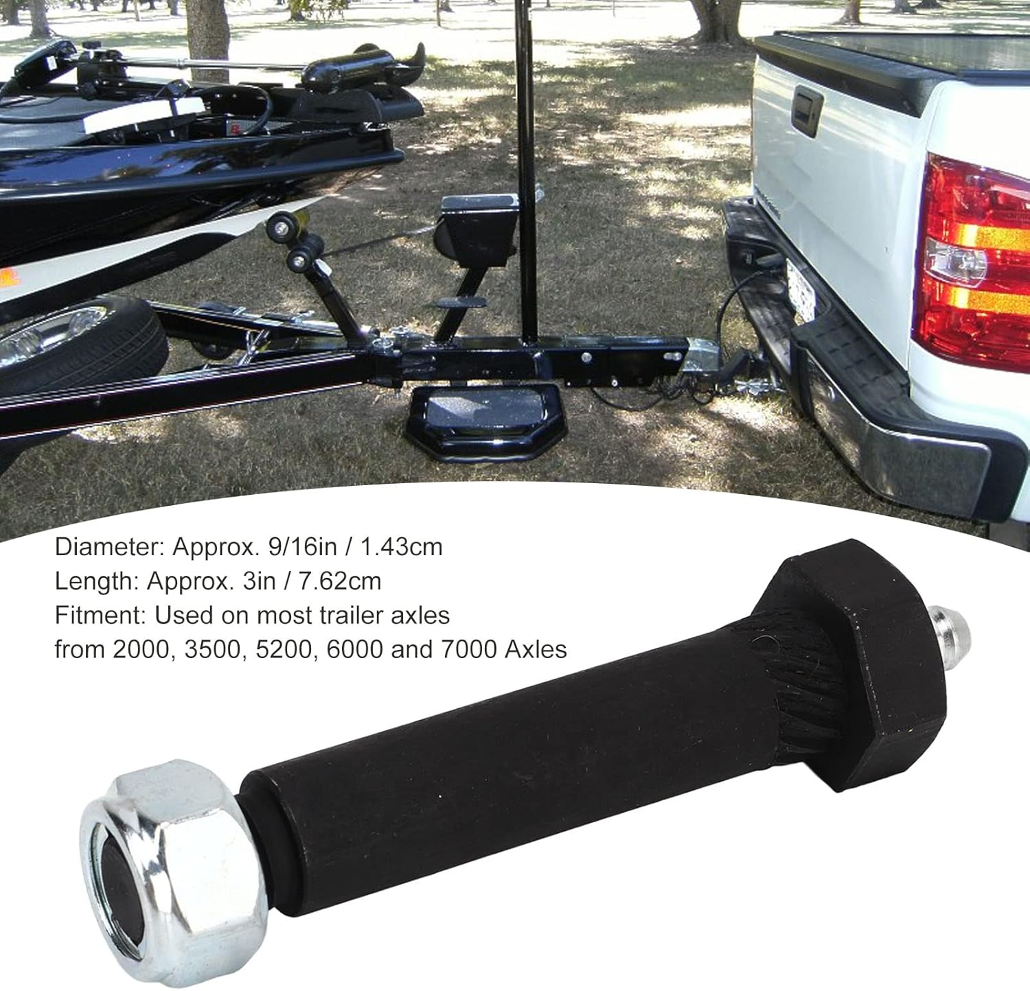 Trailer Axle Spring Shackle Bolts with Lock Nut, Solid Thick Steel Eye Wet Bolt for 2000 3500 5200 6000 7000 Axles, Trailer Axle Connection Spring Shackle Bolt with Lock Nut Set