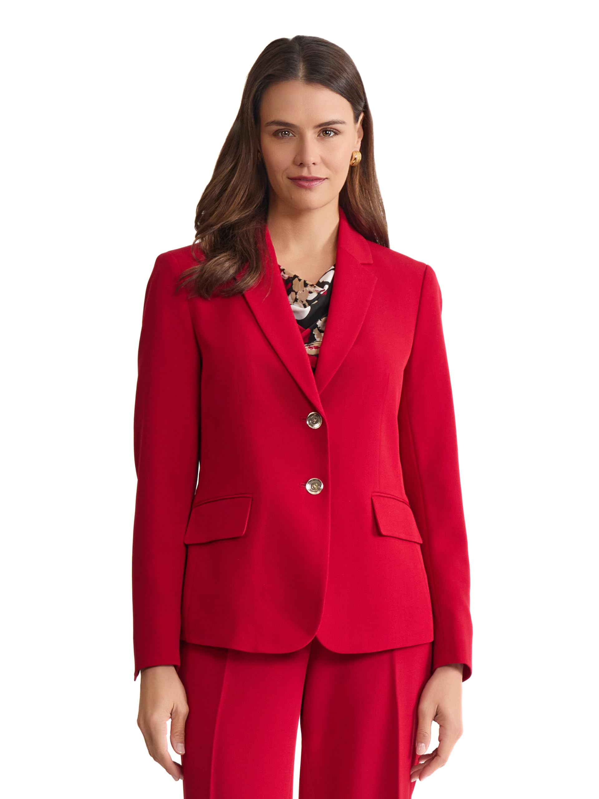Kasper Womens Stretch Crepe Two Button Blazer