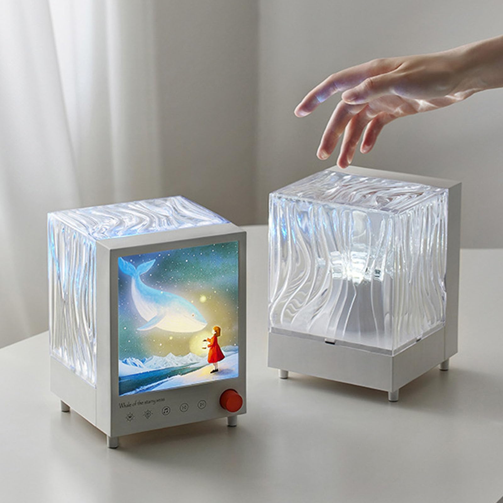 Lampada d'atmosfera, proiettore silenzioso, luce notturna da tavolo con suono surround 3D, lampada decorativa da tavolo, camera da letto